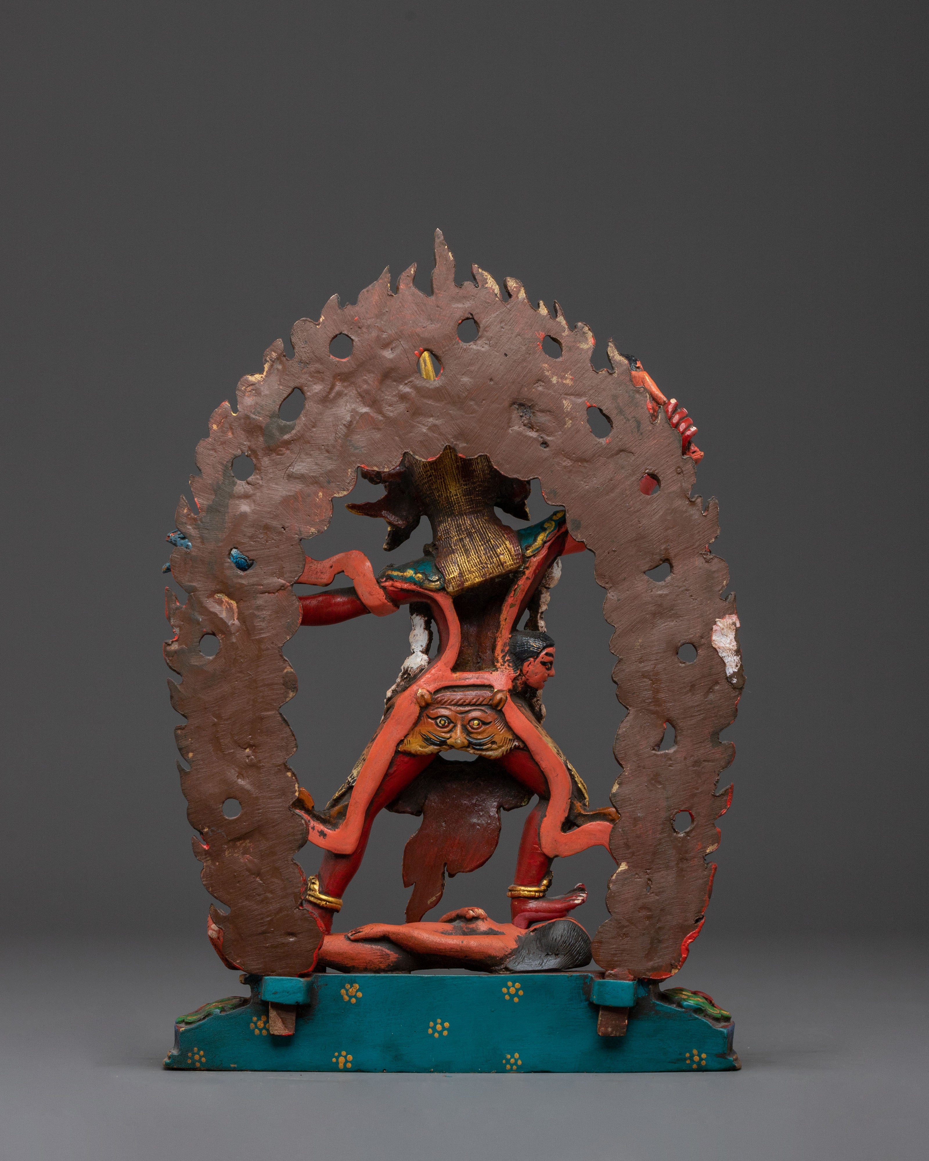 Ekajati Statue: Gold & Acrylic Painted Devotional Figurine