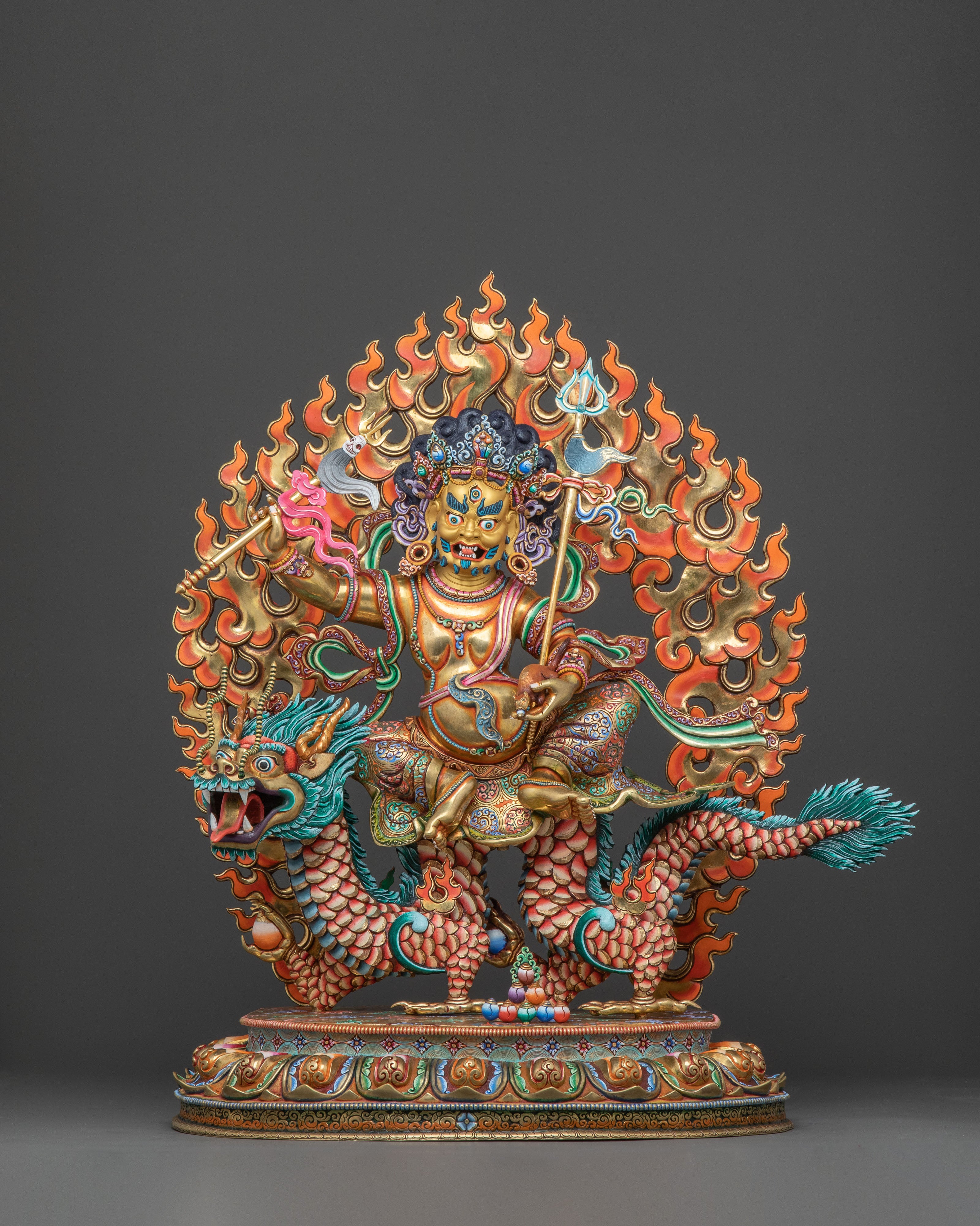 White Dzambhala Prosperity Statue | 24k Gold Glided