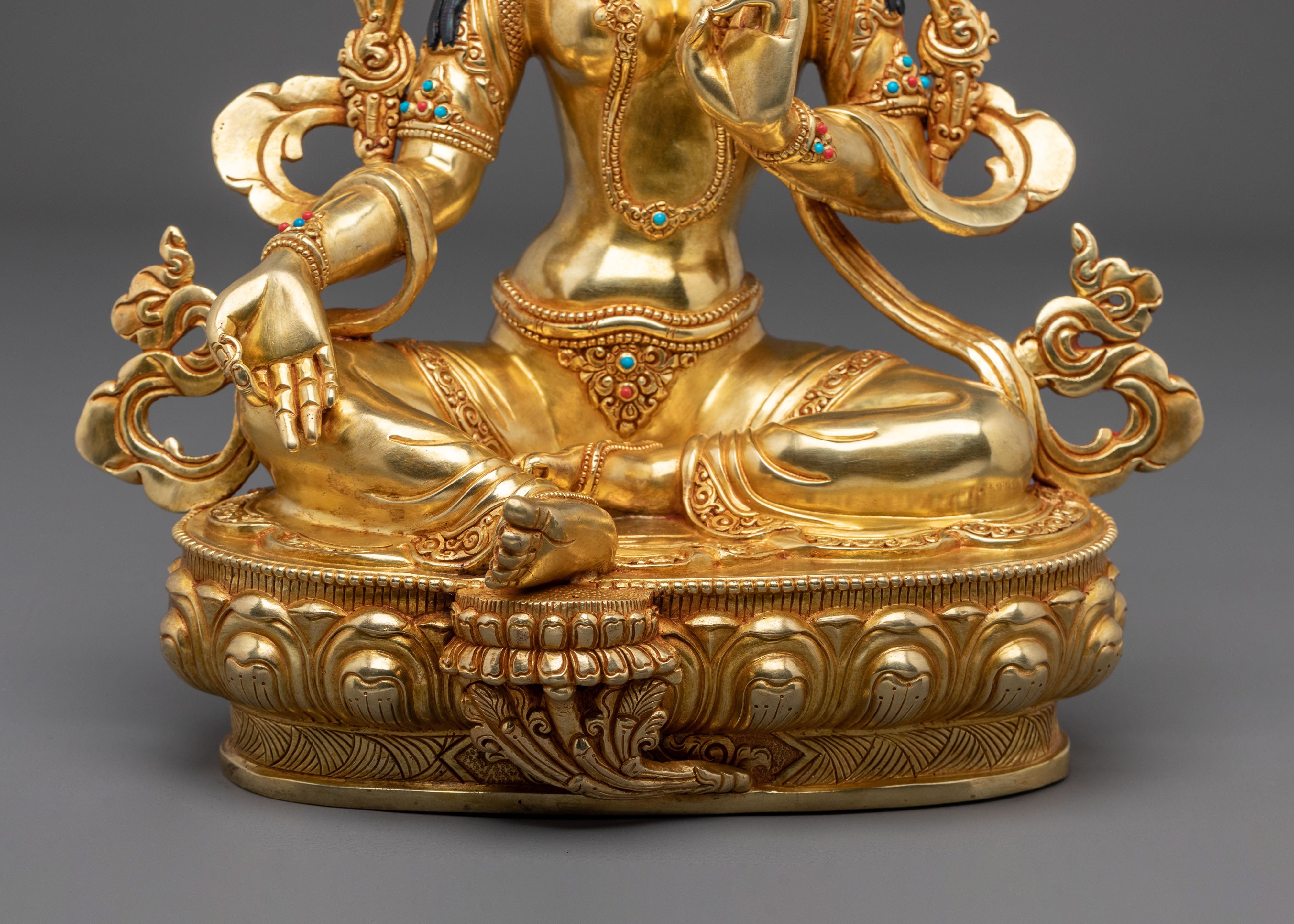 Tibetan Protector Green Tara Figurine | Handcrafted Serenity