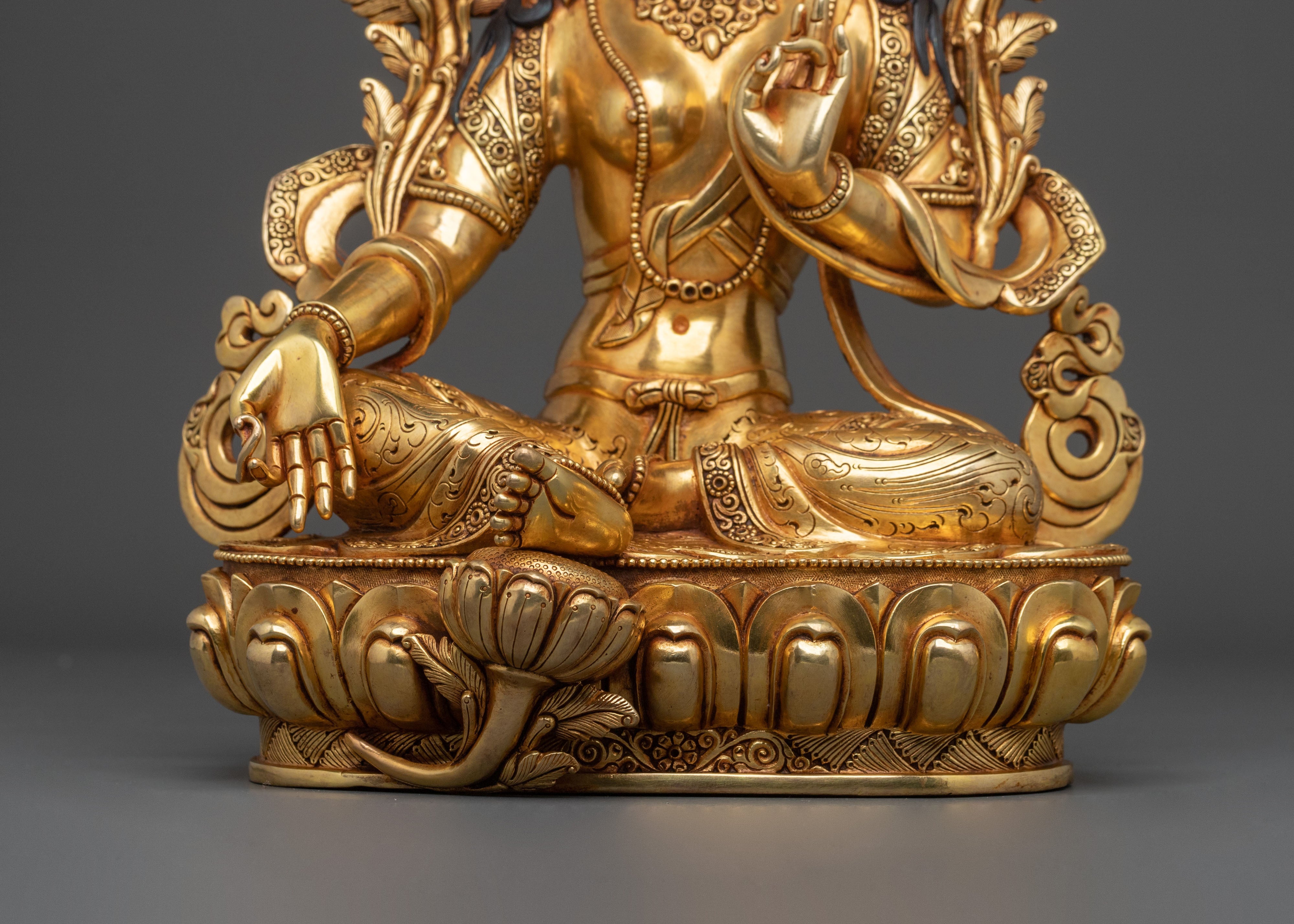 Serene Green Tara Statue | Tibetan Buddhist Goddess