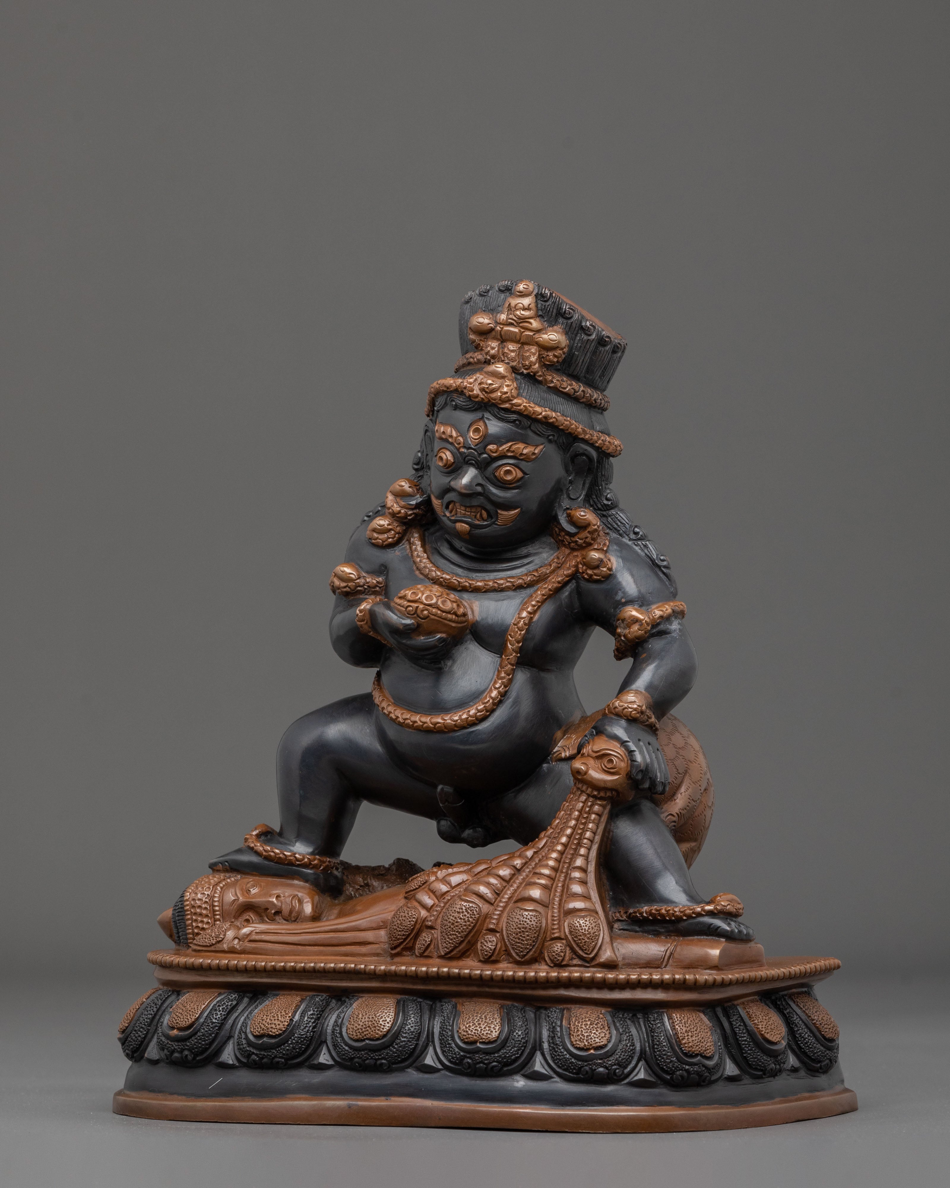 Black Dzambhala Statue | Oxidized Copper Figurine