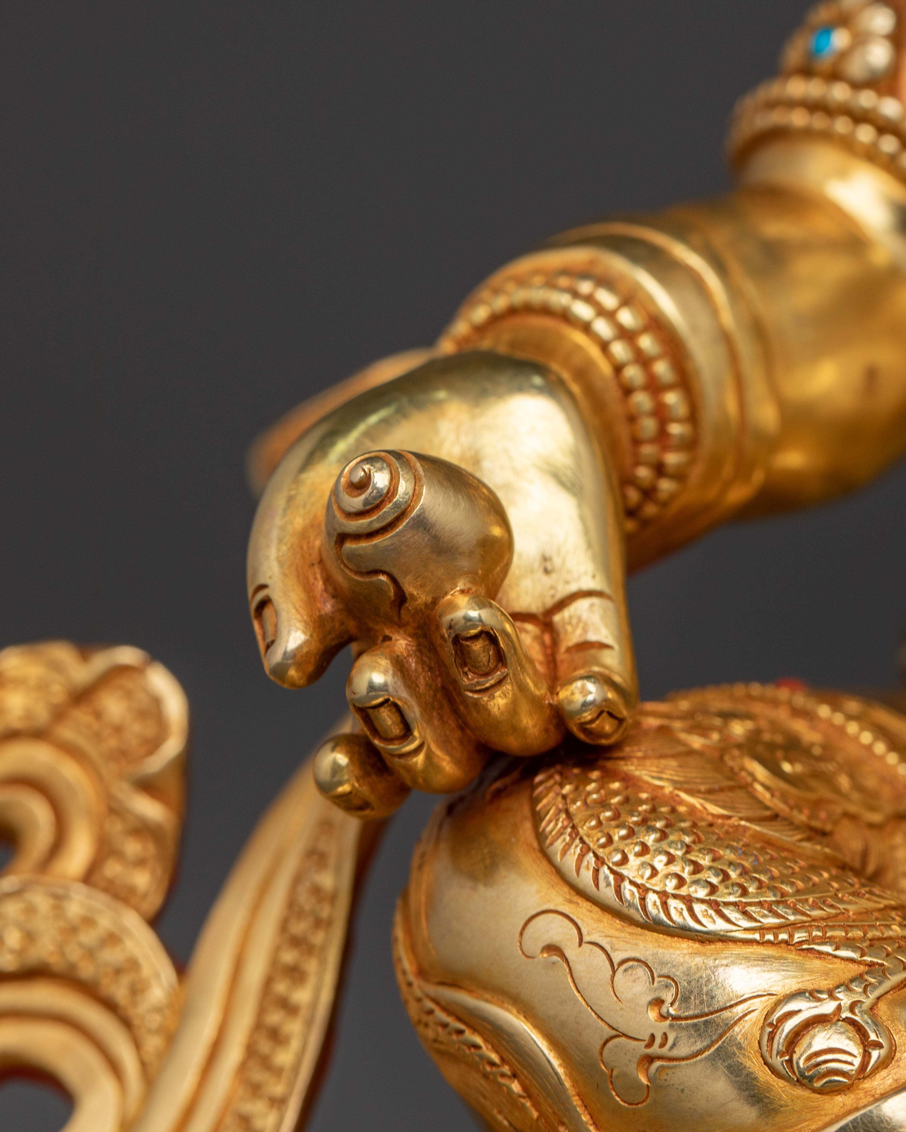 Dzambhala 24K Gold Gilded Statue | Wealth Deity