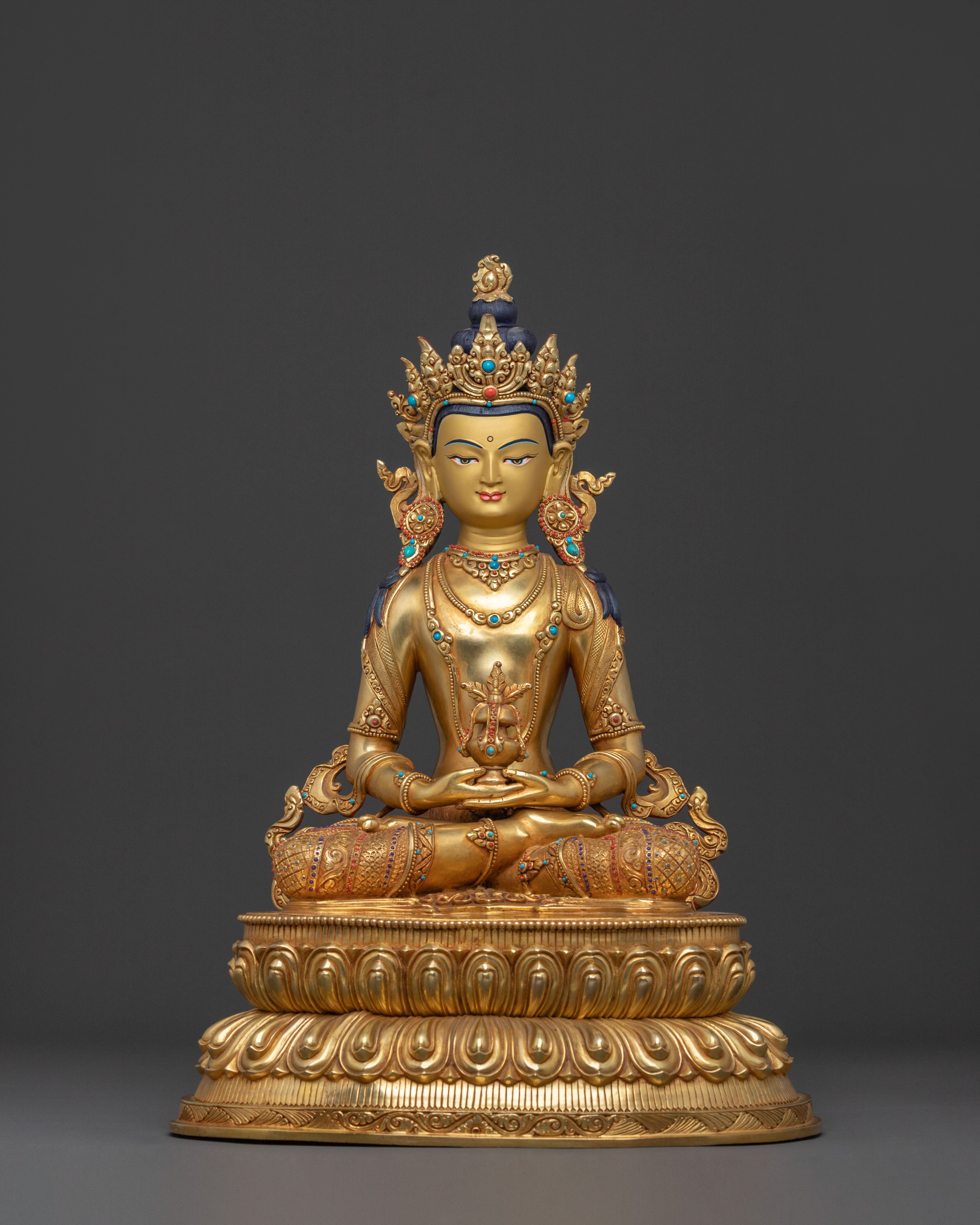 Amitayus Statue | Exquisite 24K Gold Gilded Idol