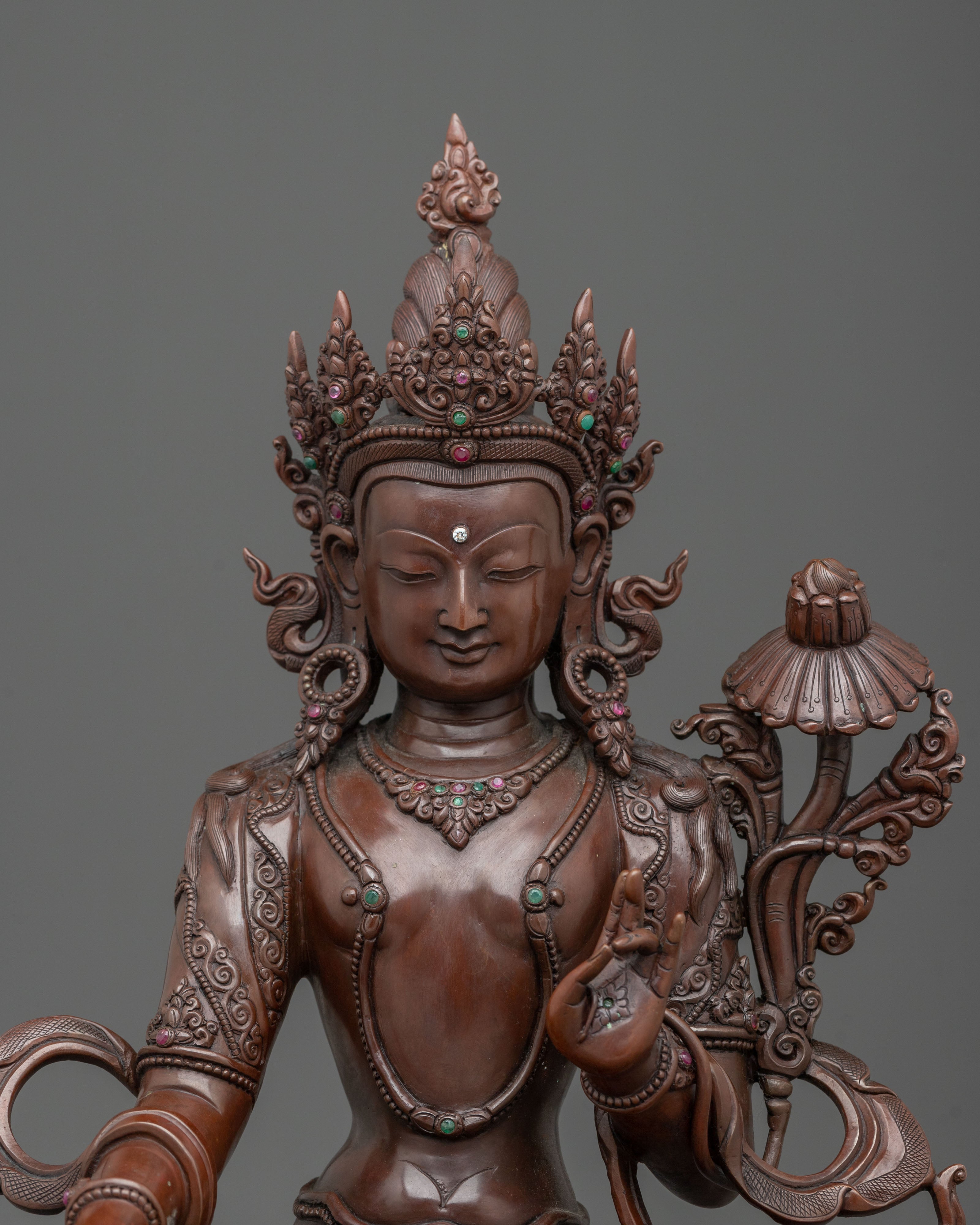 Bodhisattva Sacred Figurine | Oxidized Copper Statue