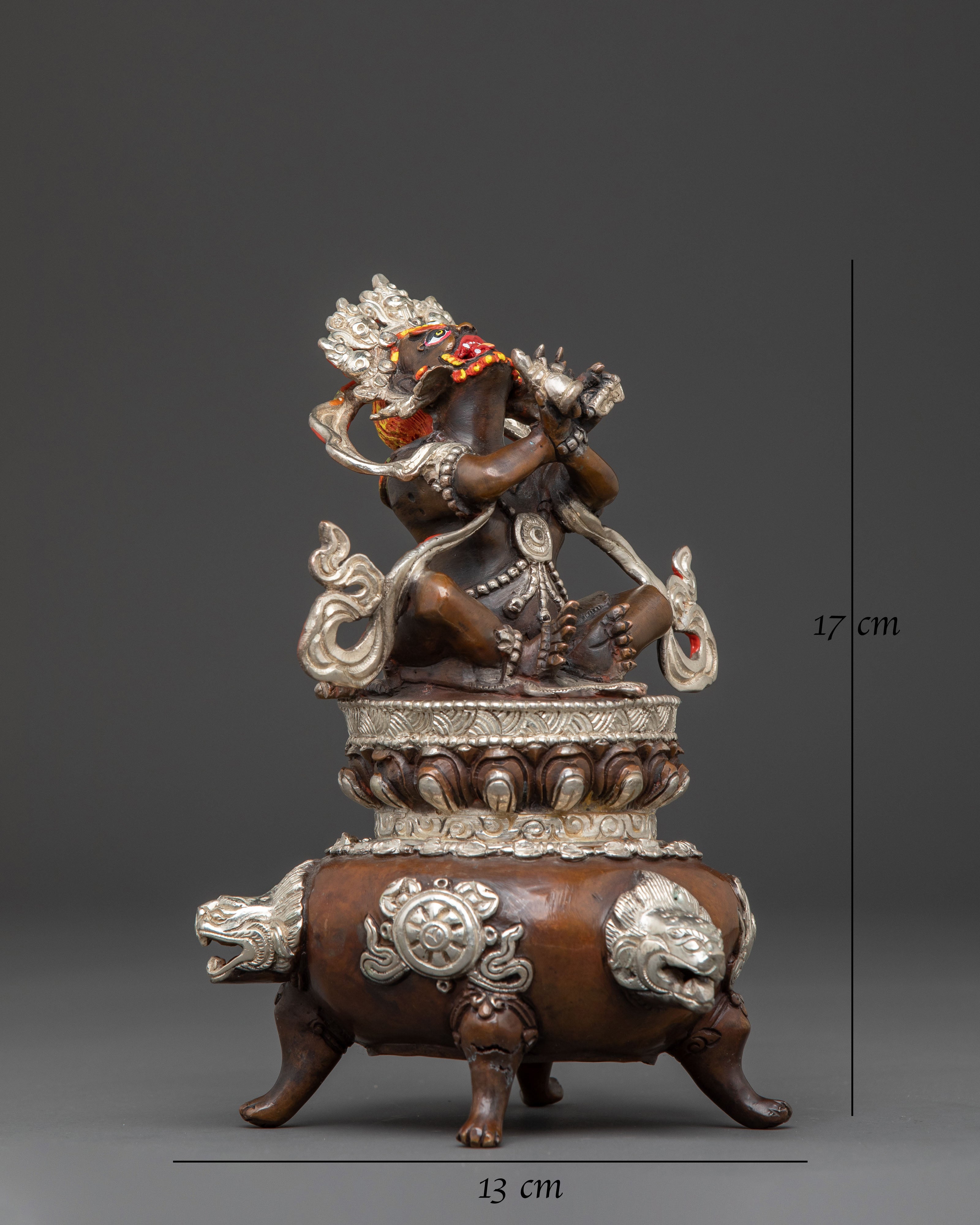 Vajradhaka Sacred Flame Statue – Oxidized Copper & Silver Sculpture