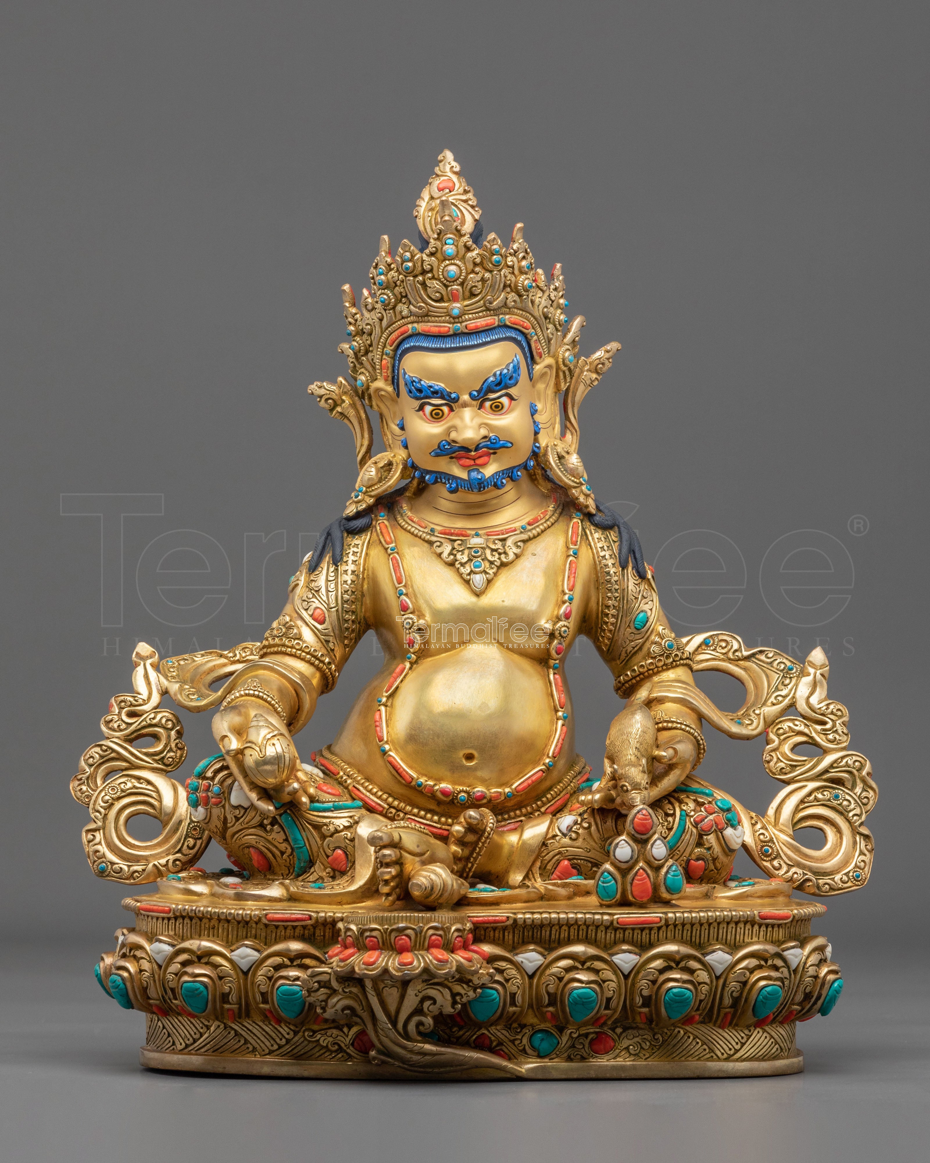 Tibetan Deity Dzambhala Copper Sculpture | Home Decor
