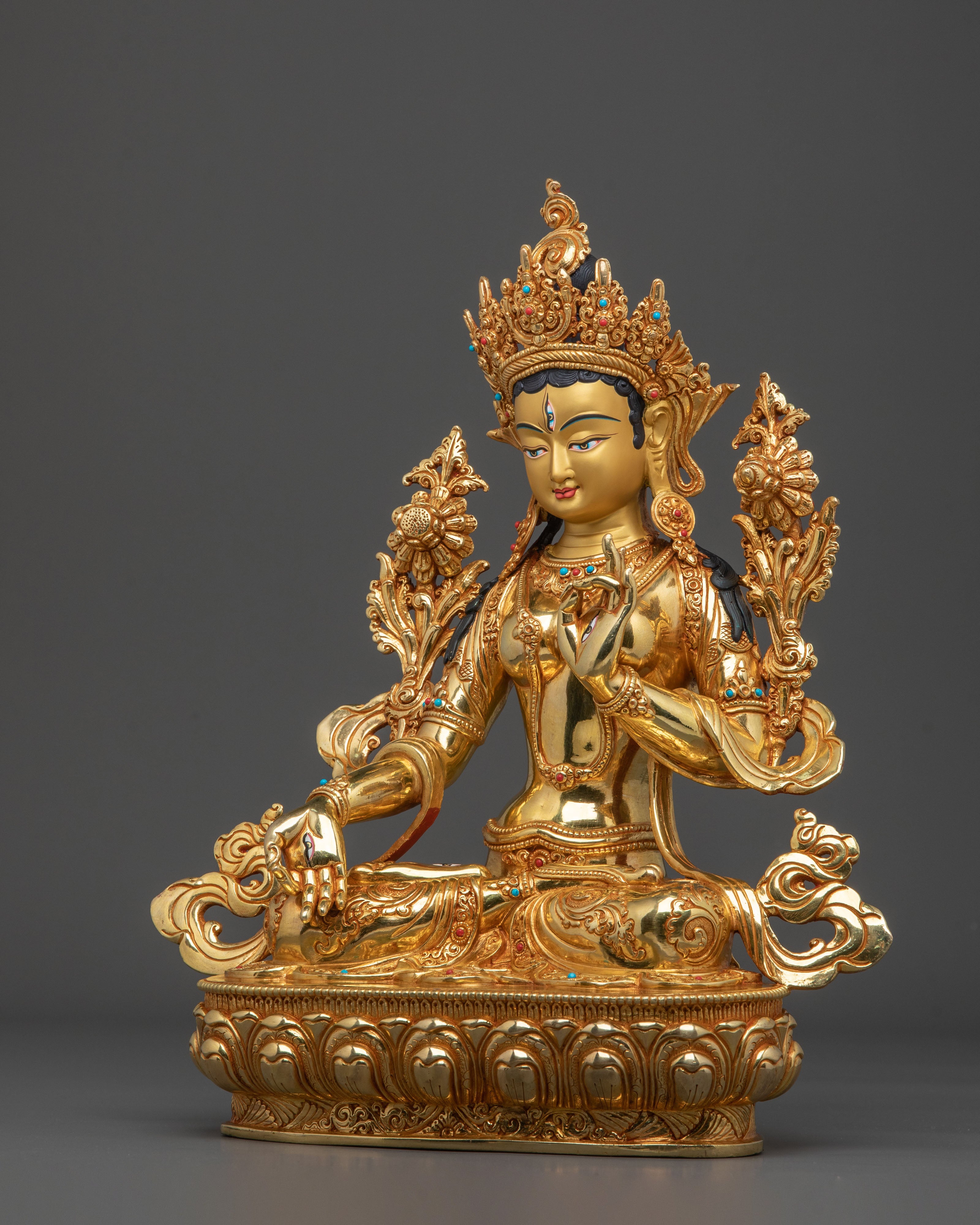 Sacred Long Life Deity White Tara Statue | Tibetan Artwork