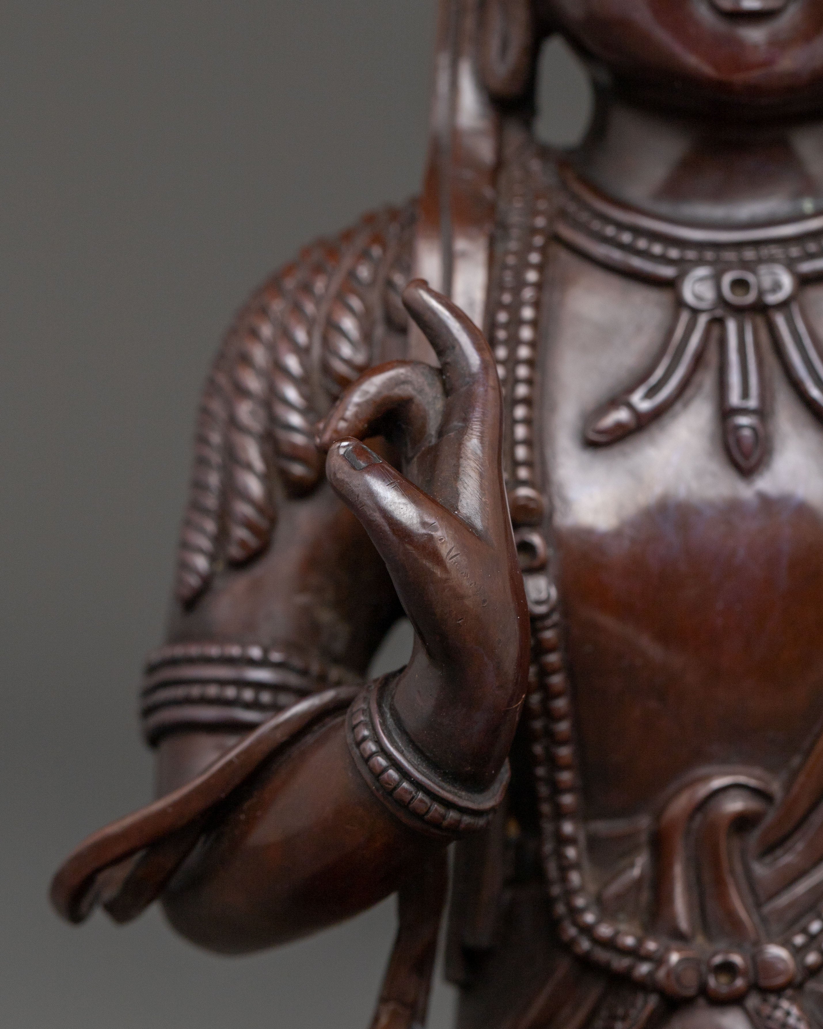 Kuan Yin Statue | Serene Oxidized Copper