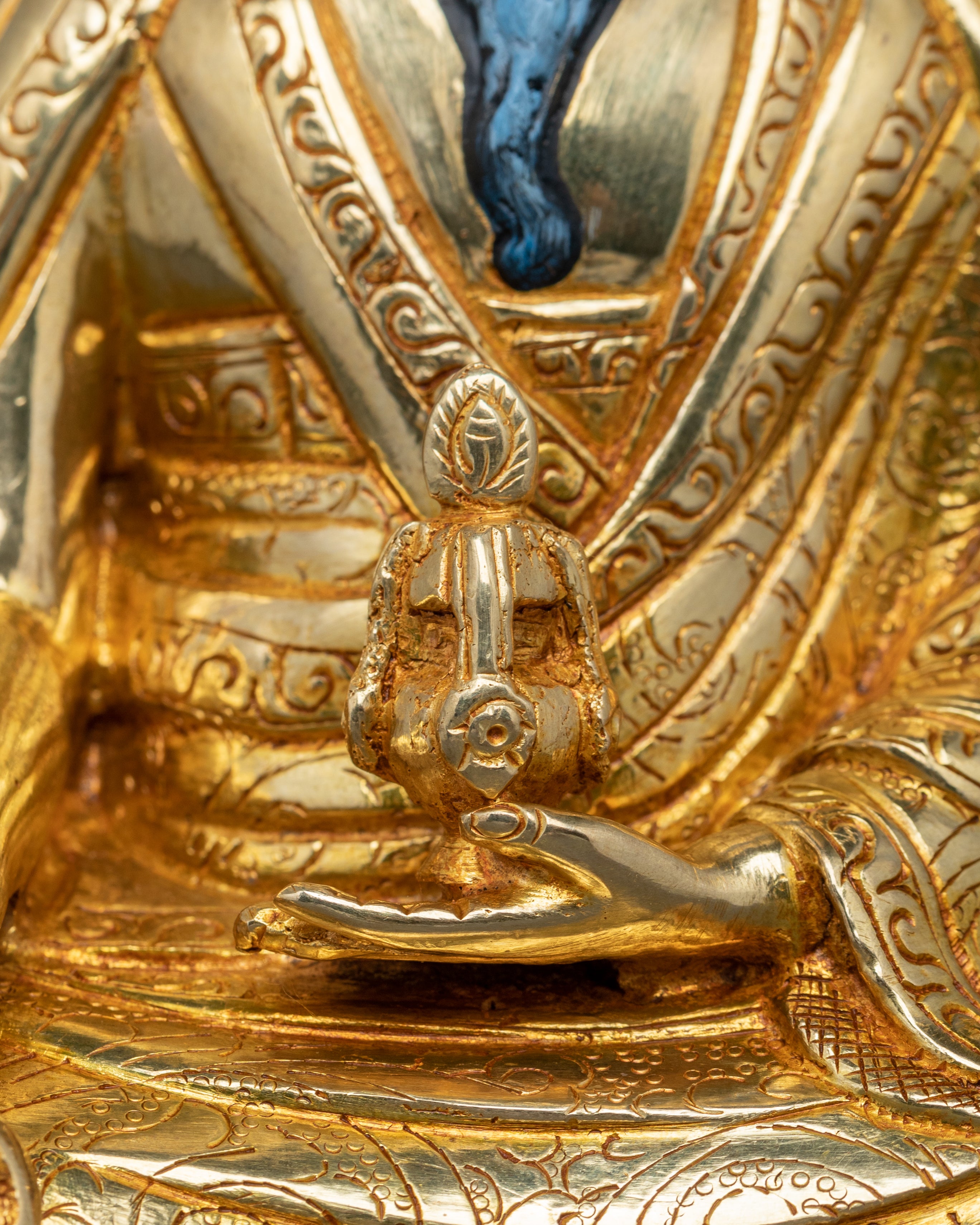 Guru Shapdum Statue | 24K Gold Gilded Buddhist Master