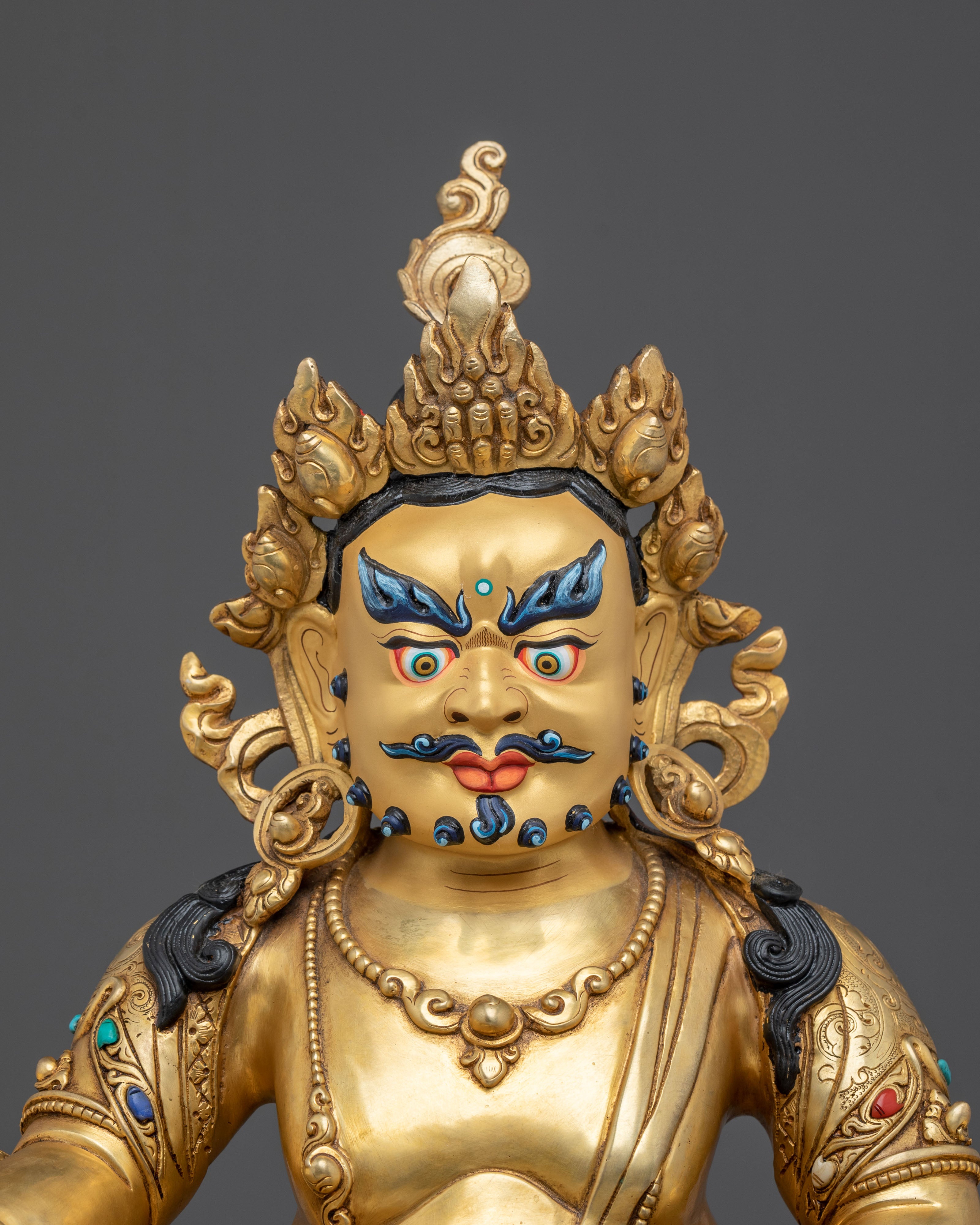 Dzambhala Sculpture |  24K Gold Gilded Wealth Deity