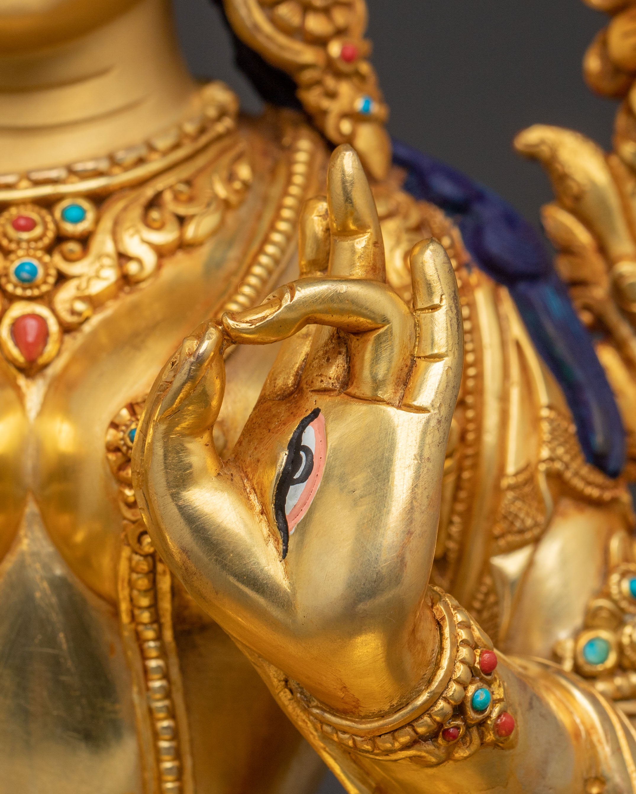 Sacred White Tara Figure | 24K Gold Gilded Statue