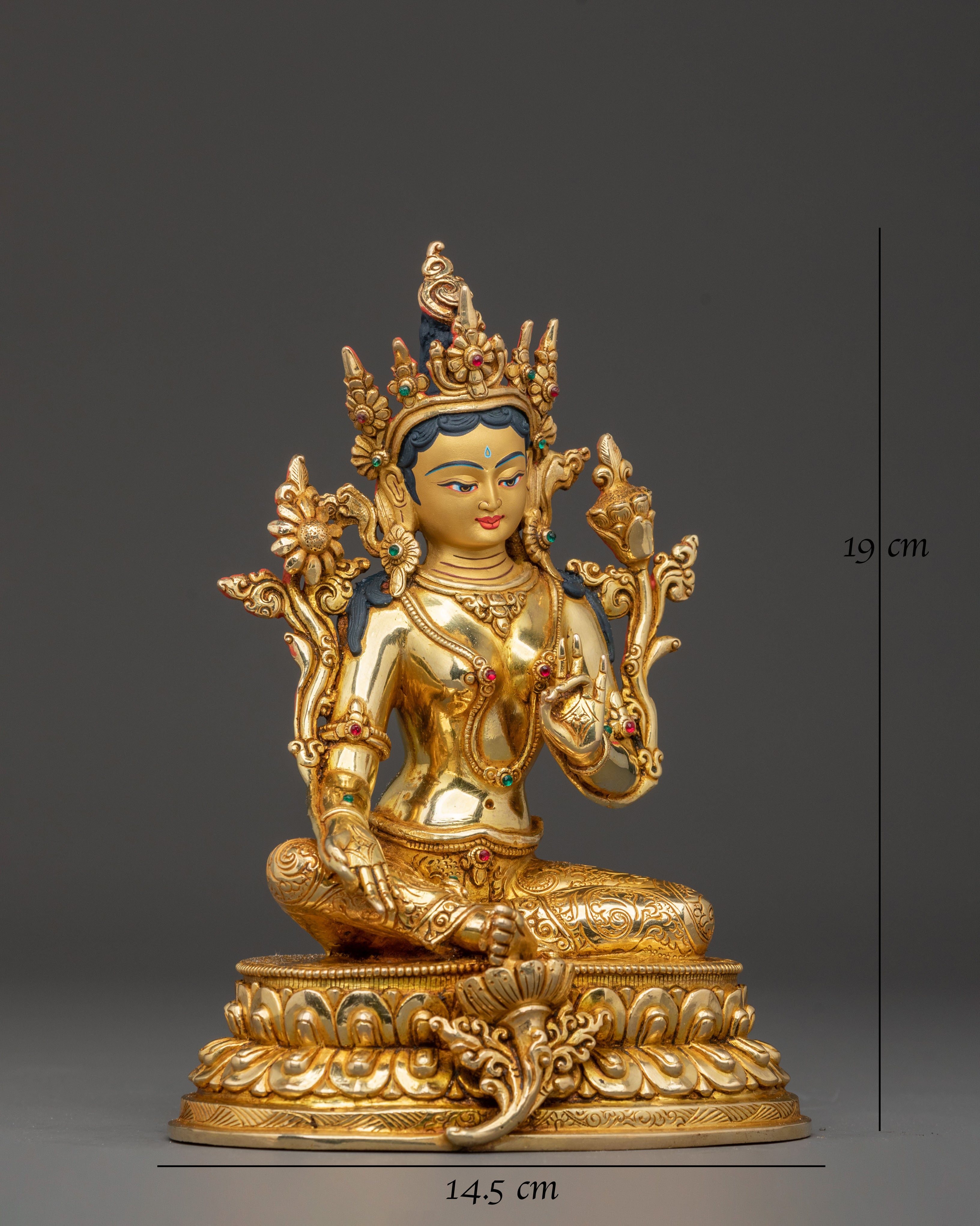 Spiritual Green Tara Compassion Statue | Gold Gilded Statue
