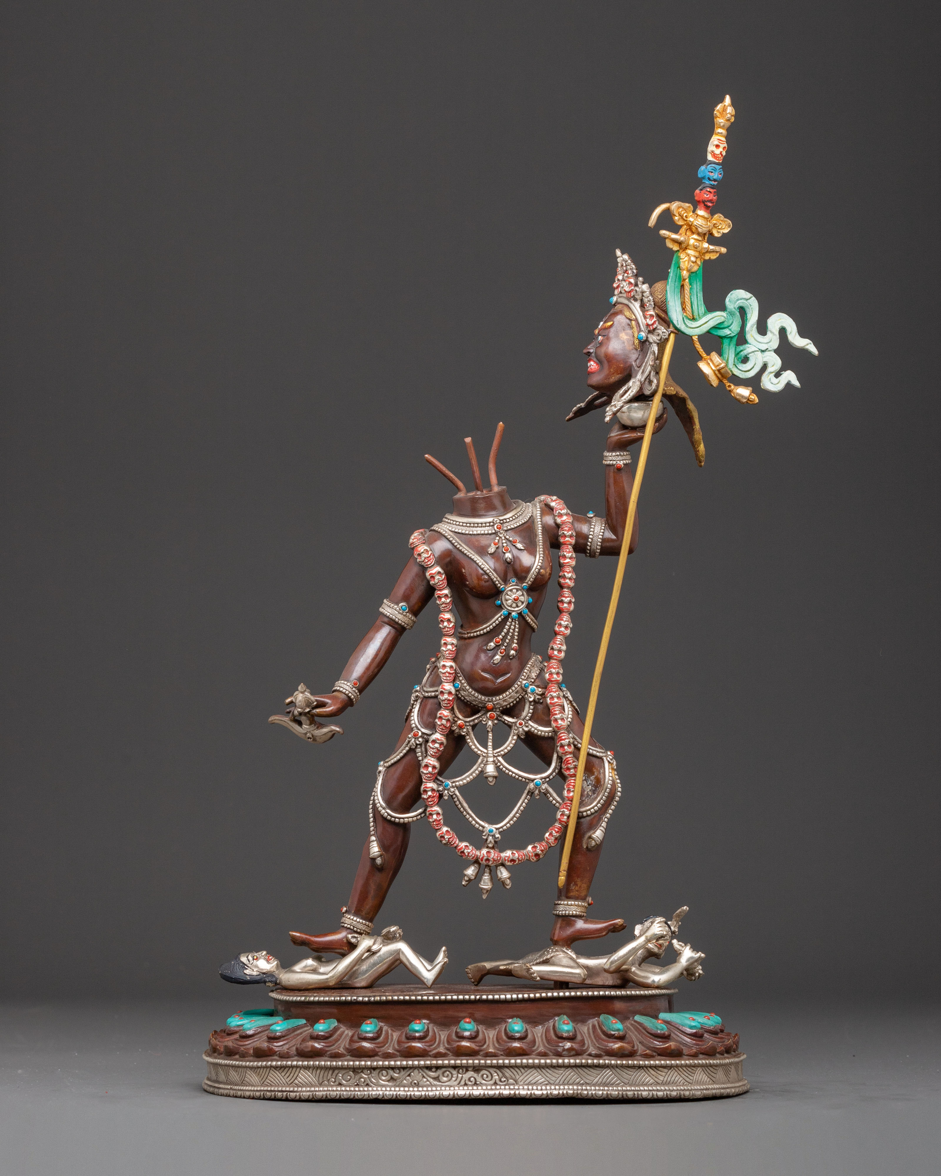 Statue of Vajrayogini Ucheyma: Himalayan Oxidized Copper Artwork