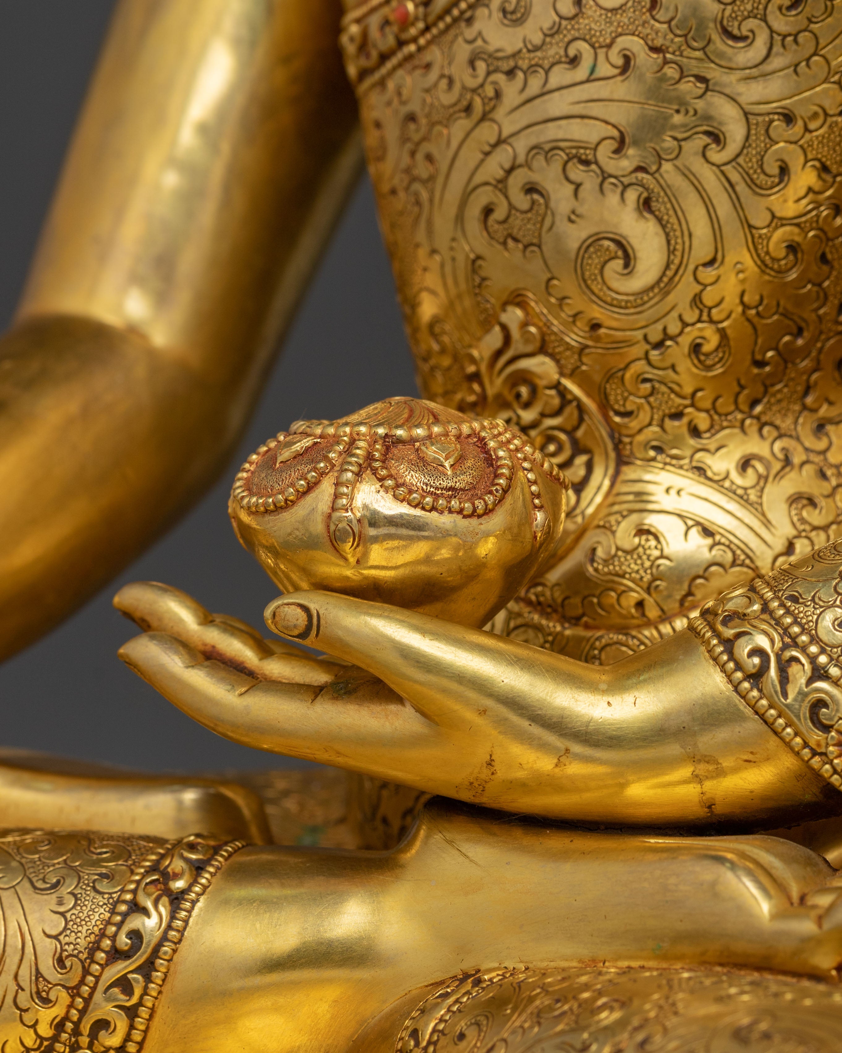 Shakyamuni Buddha Fire Gold Gilded Figurine | Home Decor