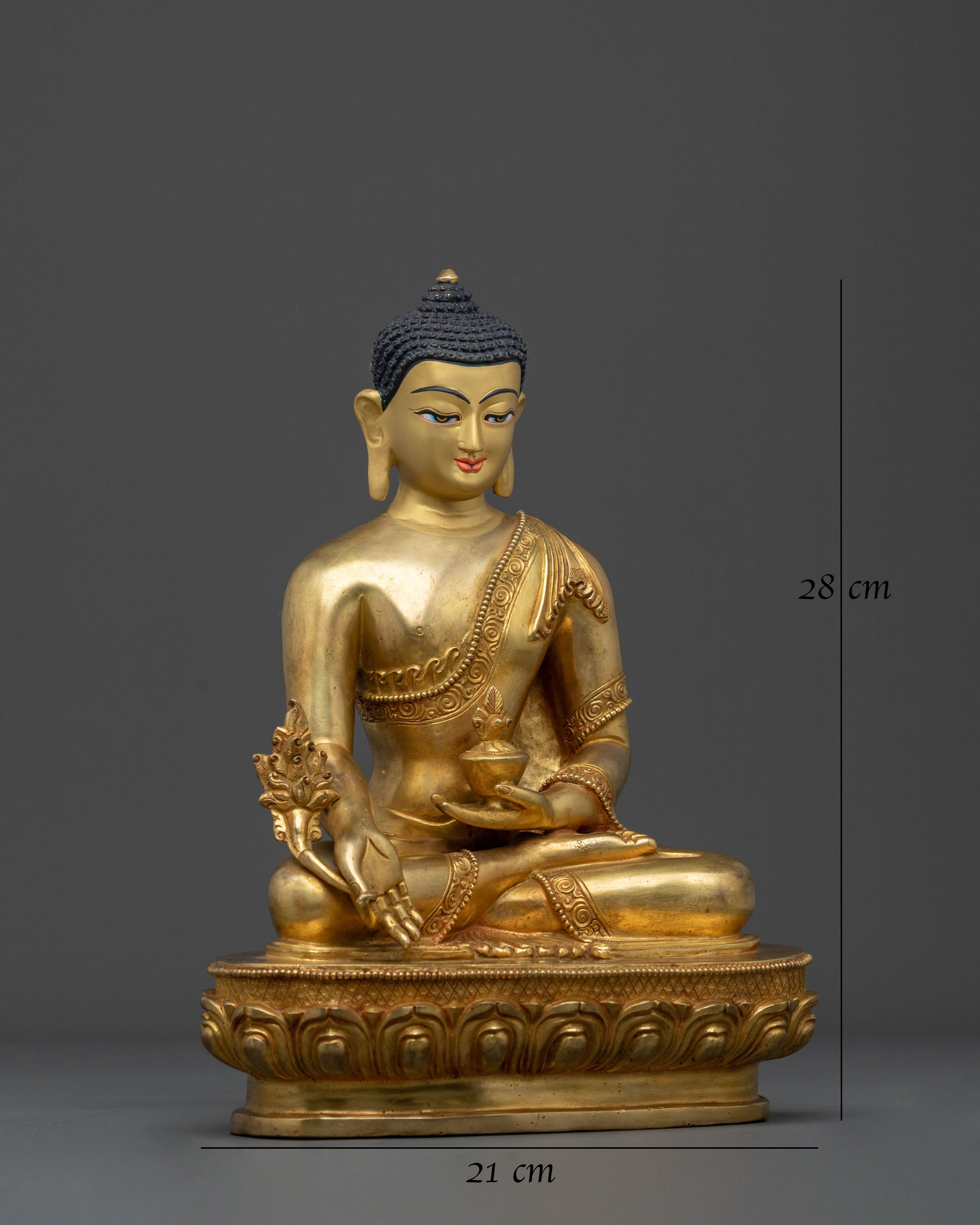Bhaishajyaguru Fire Gold Gilded Statue | Himalayan Craftsmanship