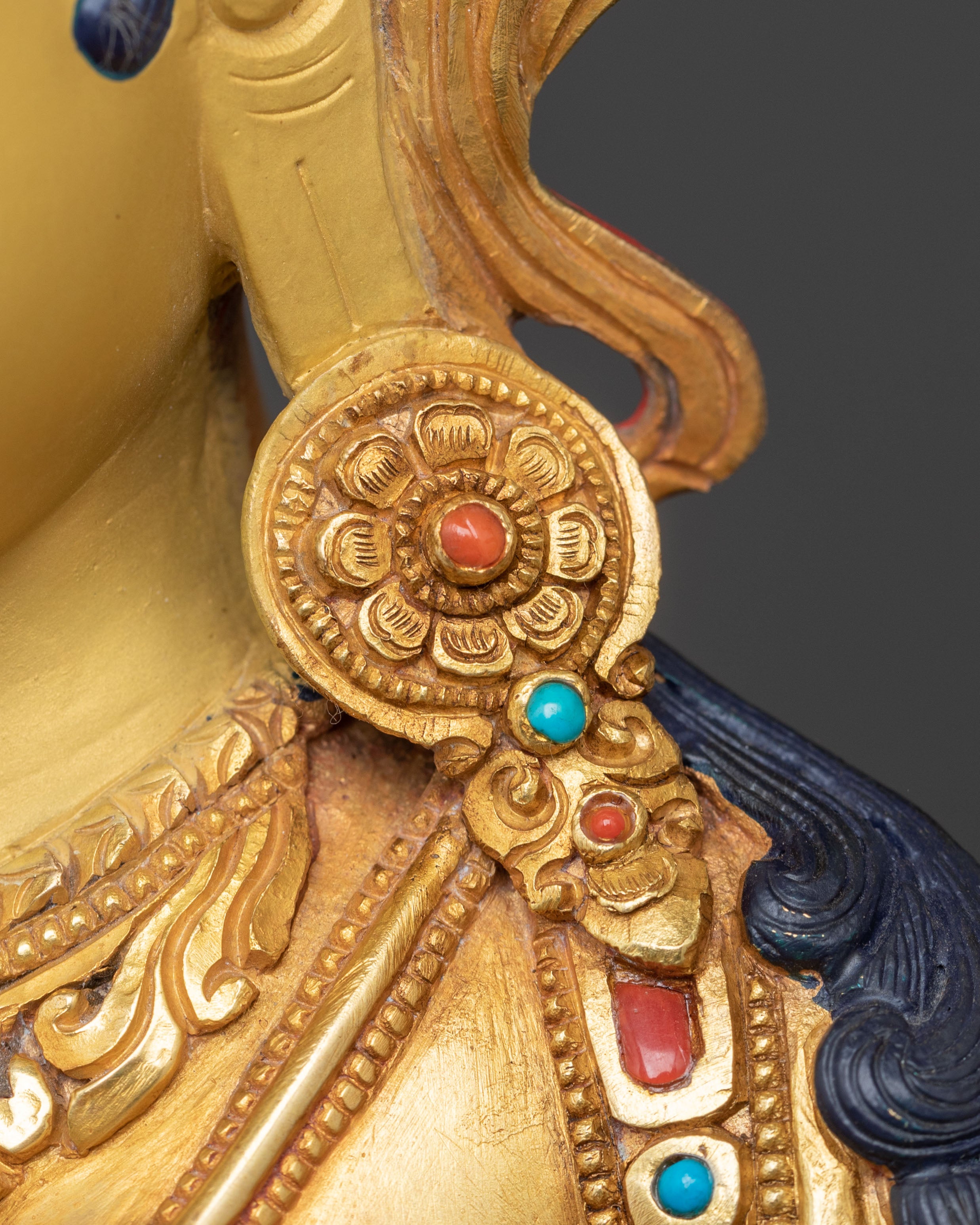 Green Tara Healing Statue: 24K Gold Gilded