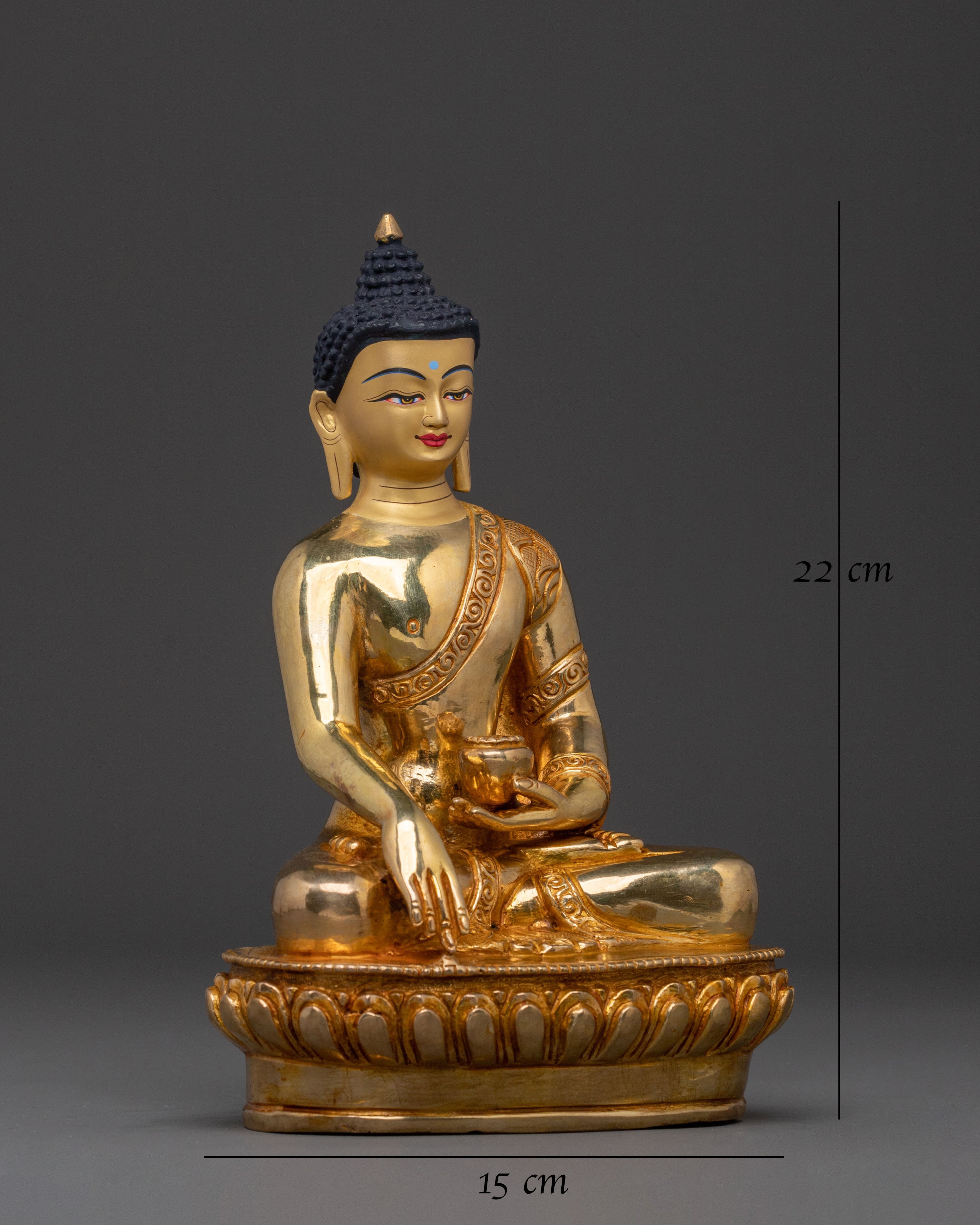 Shakyamuni Blessing Statue: 24K Gold Gilded