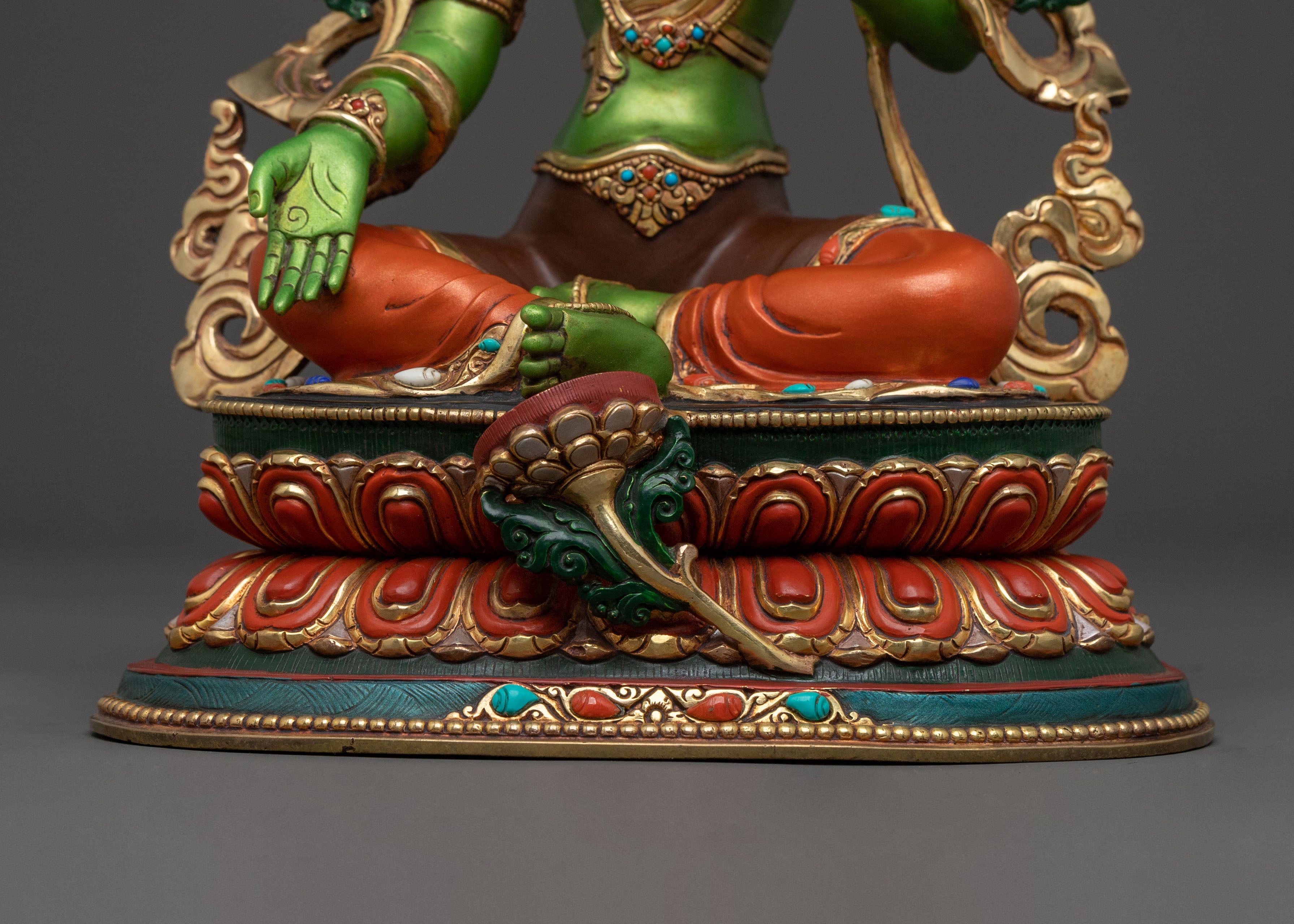 Handcrafted Green Tara Tibetan Statue | Spiritual Icon