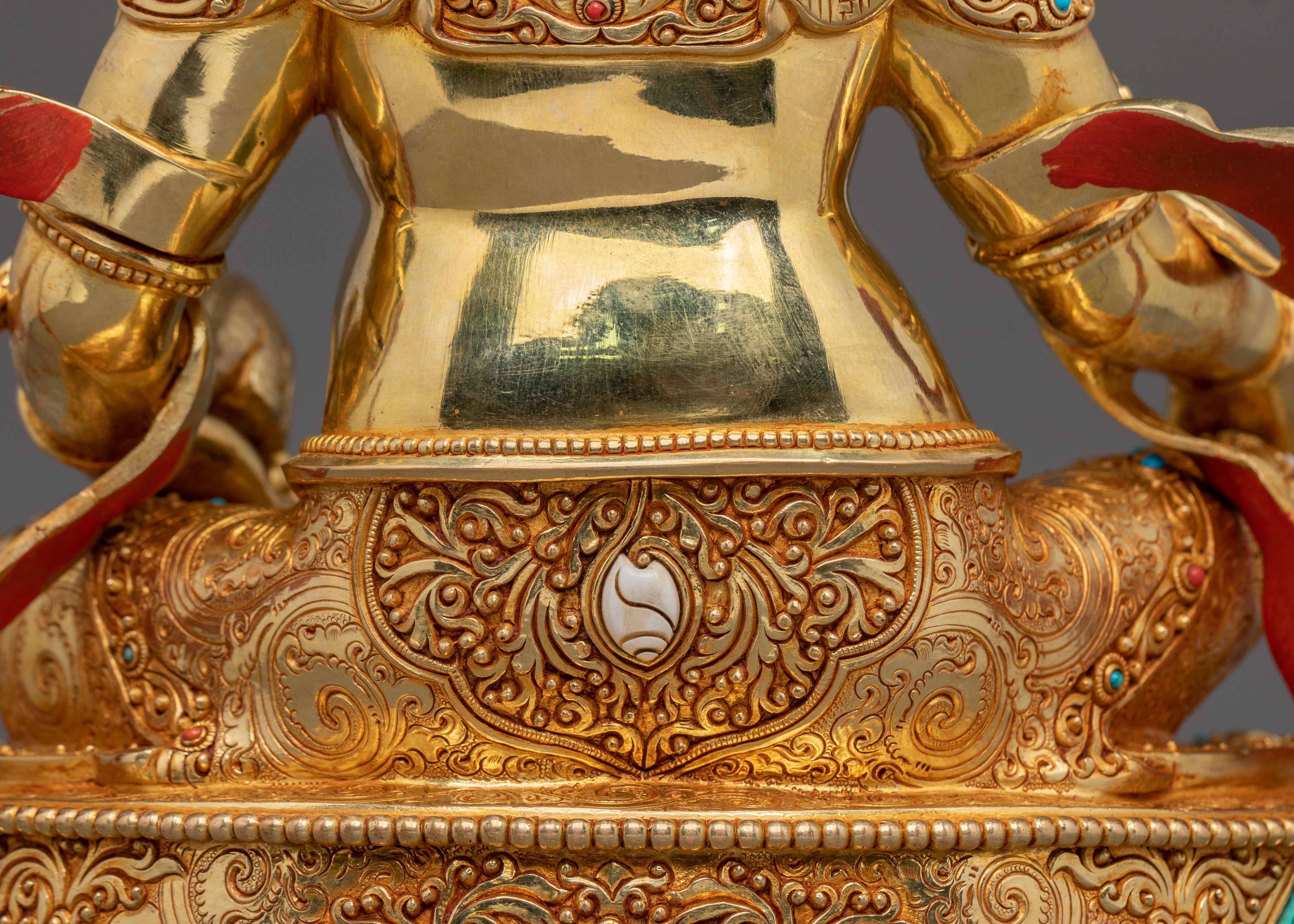 Dzambhala 24K Gold Gilded Sculpture: Deity of Wealth