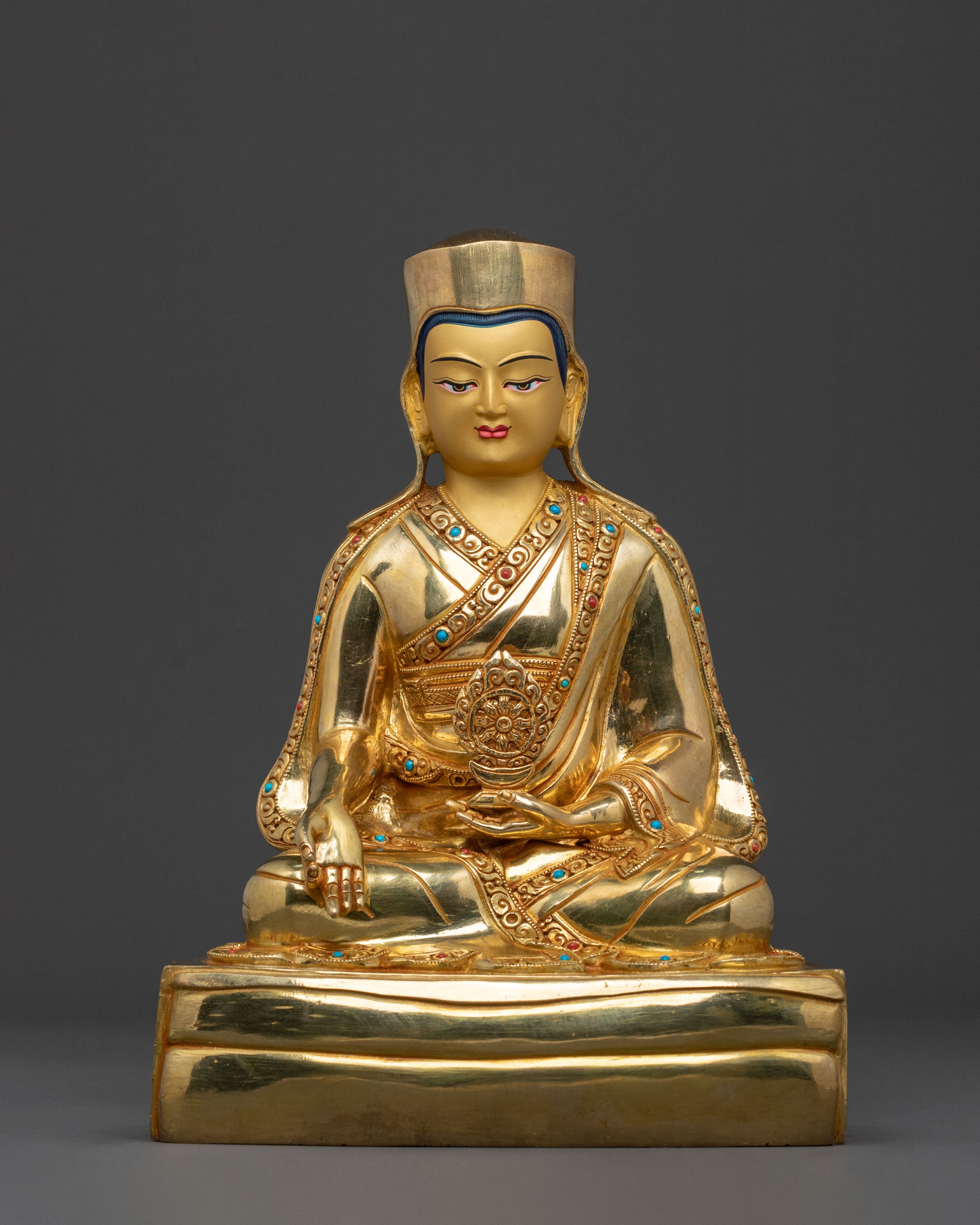 Shakya Master: 24K Gold Gilded Enlightenment Statue Set