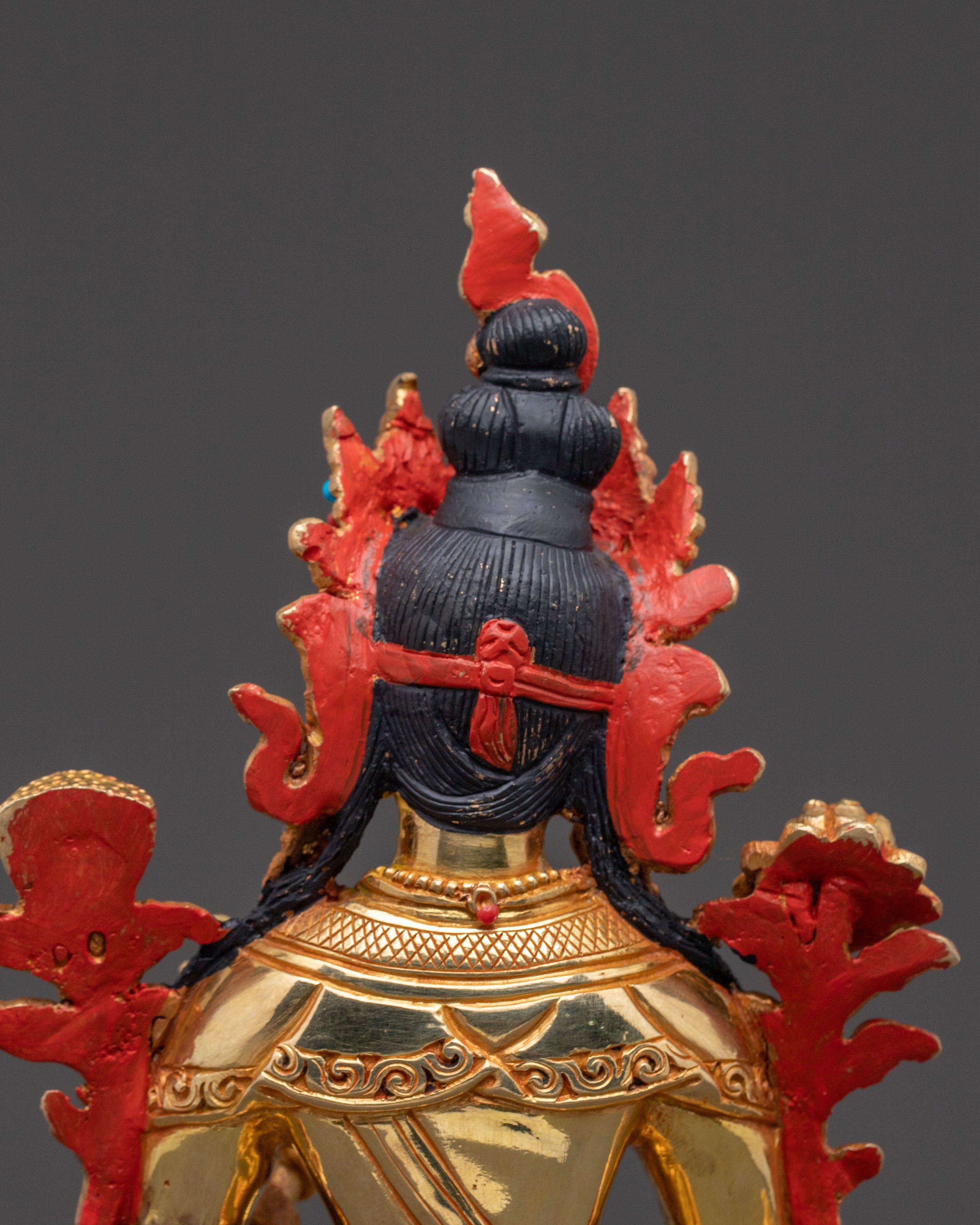 Gold Glided Green Tara Statue - Handcrafted Copper Artwork