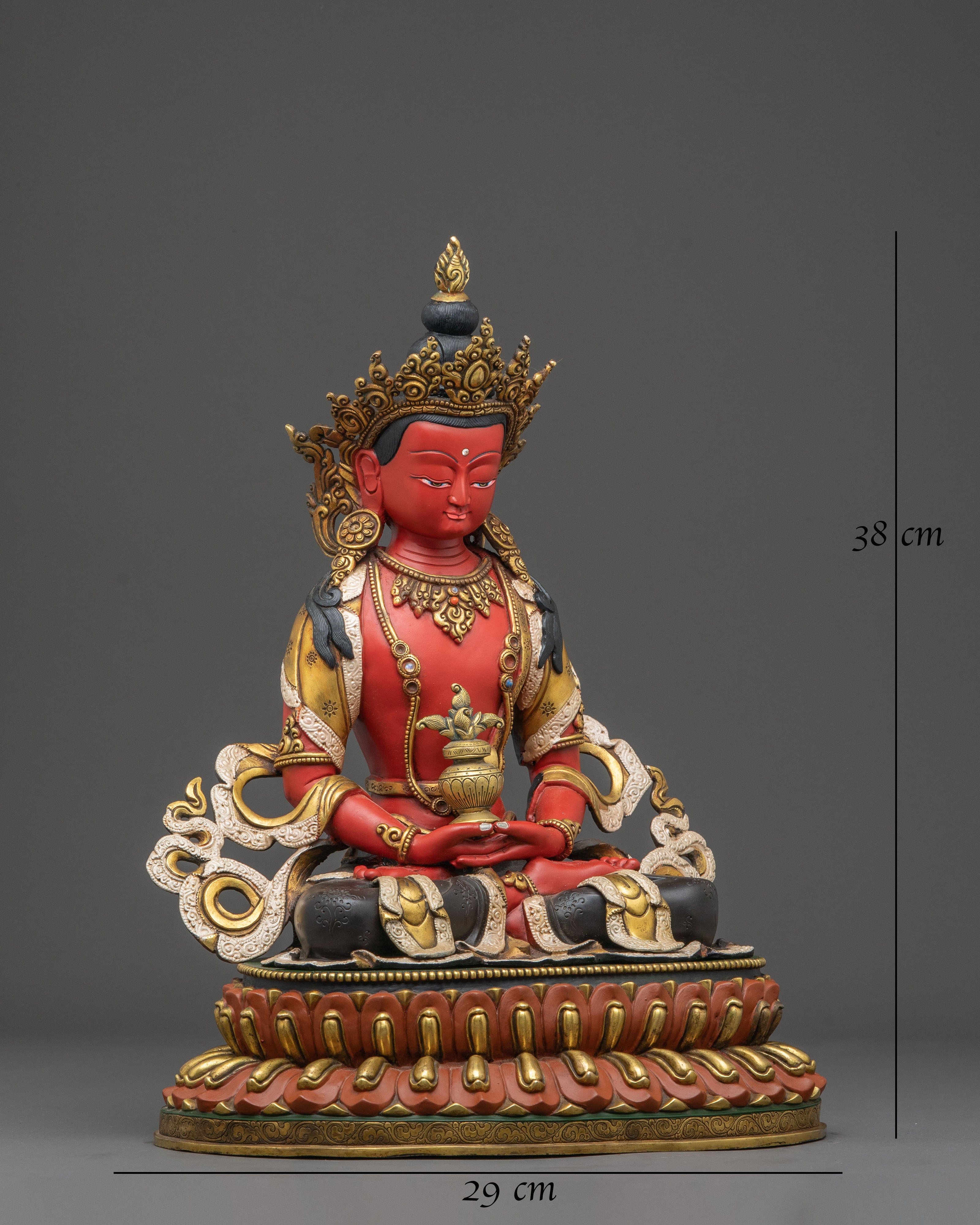 Amitayus Handcrafted Sacred Statue: Serene Copper Artistry