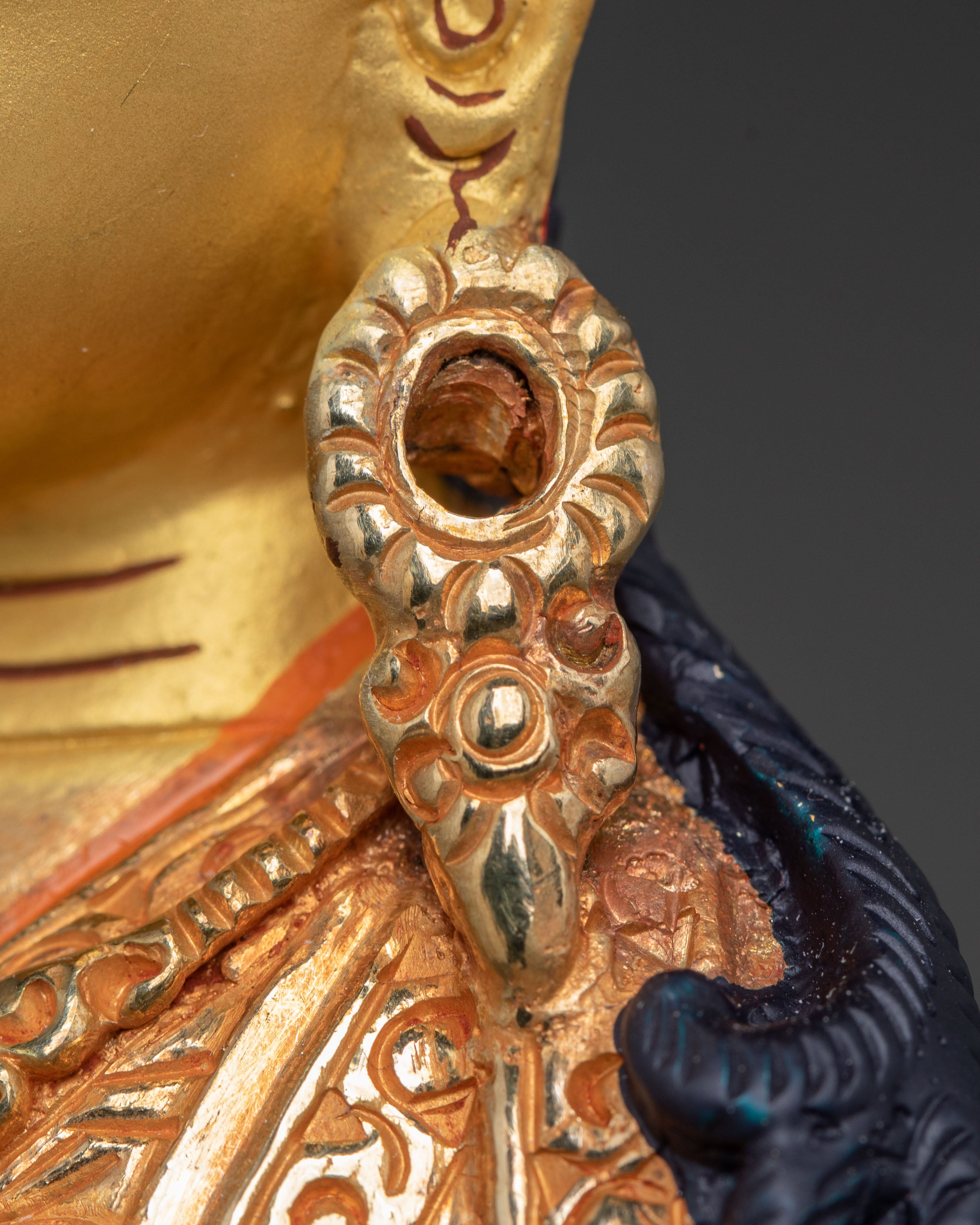 Master Piece Guru Rinpoche Handmade Statue – 24K Gold Gilded Artistry