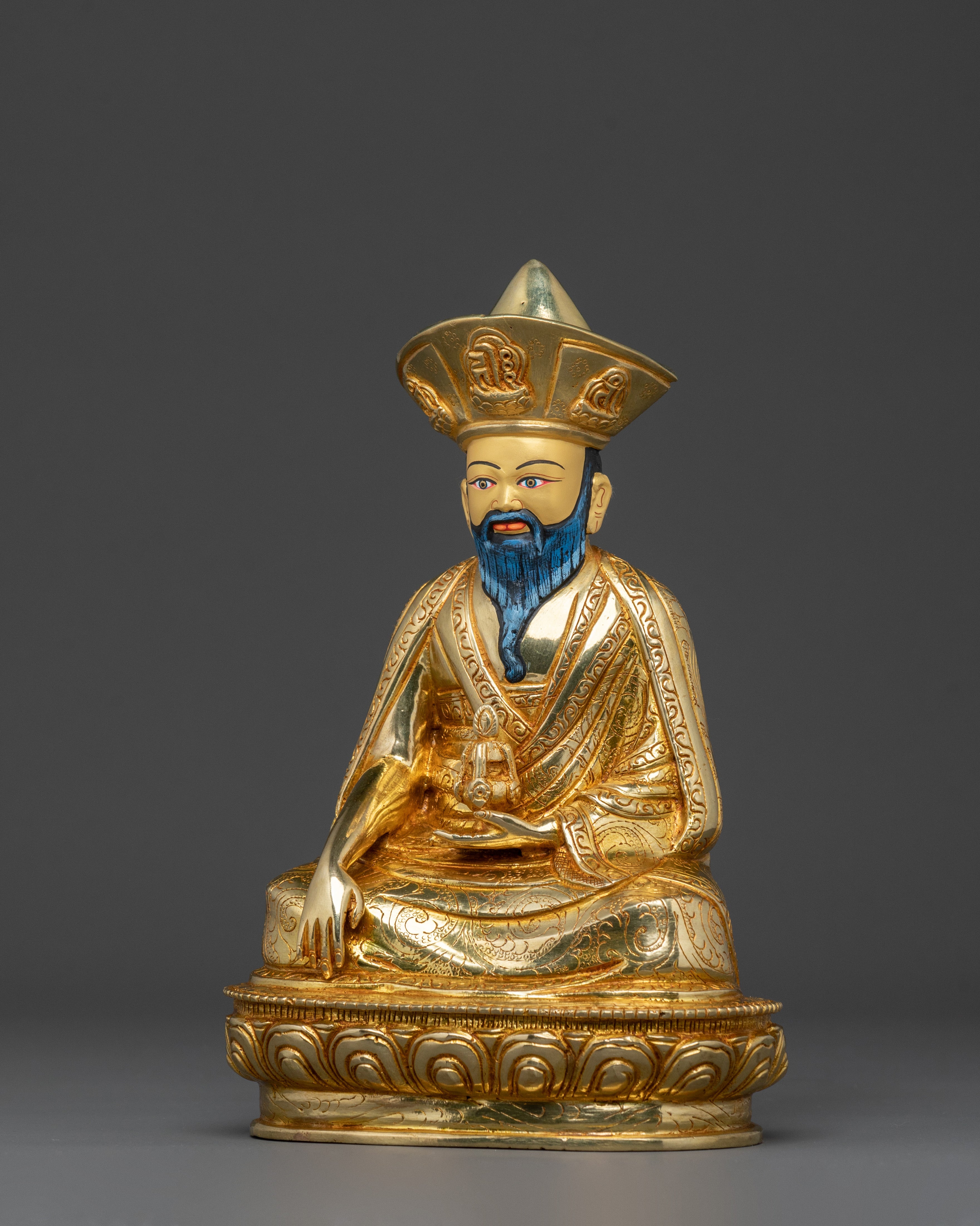 Guru Shapdum Statue | 24K Gold Gilded Buddhist Master