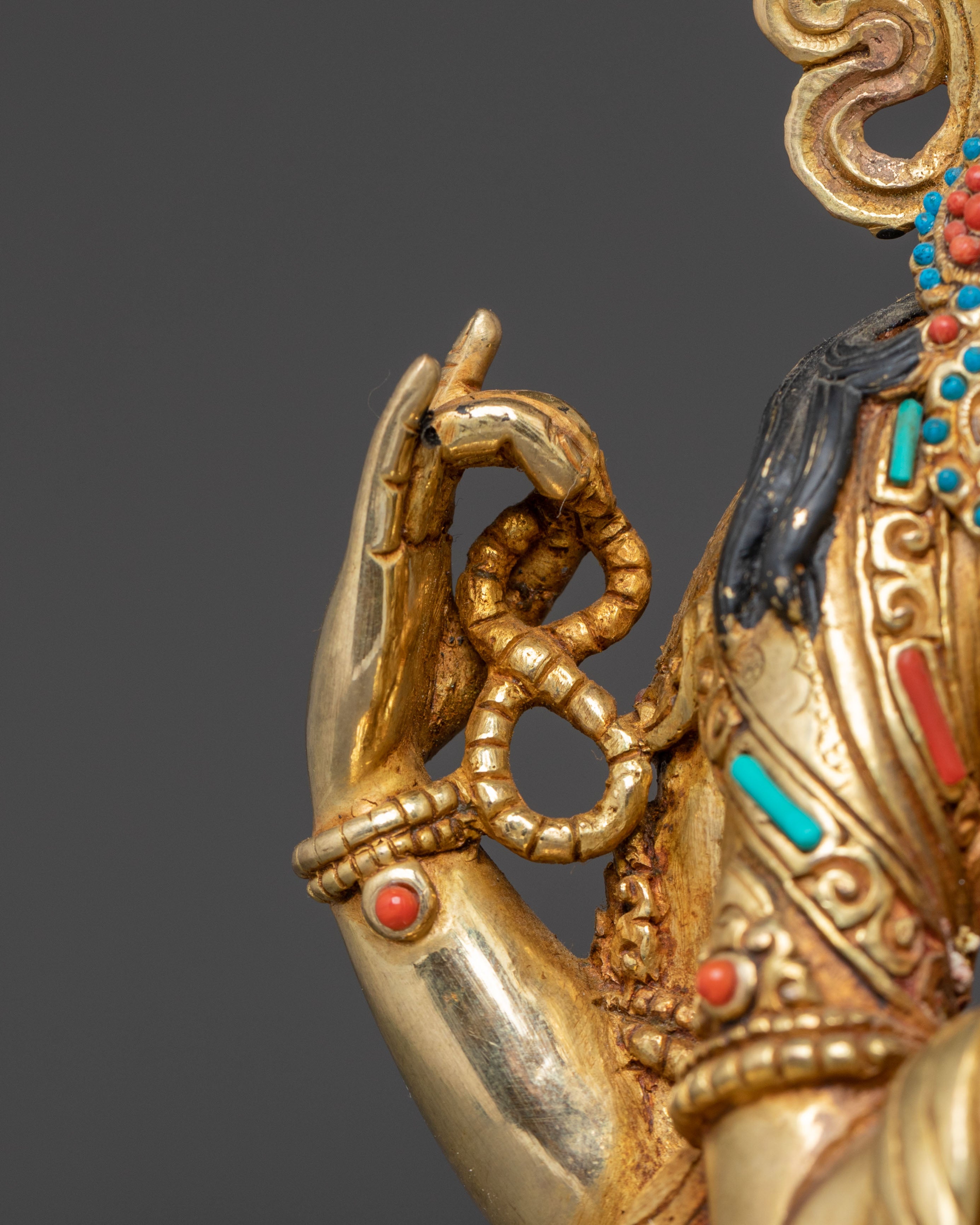 Handcrafted 24K Gold Gilded Chenrezig Statue | Sacred Nepalese Art