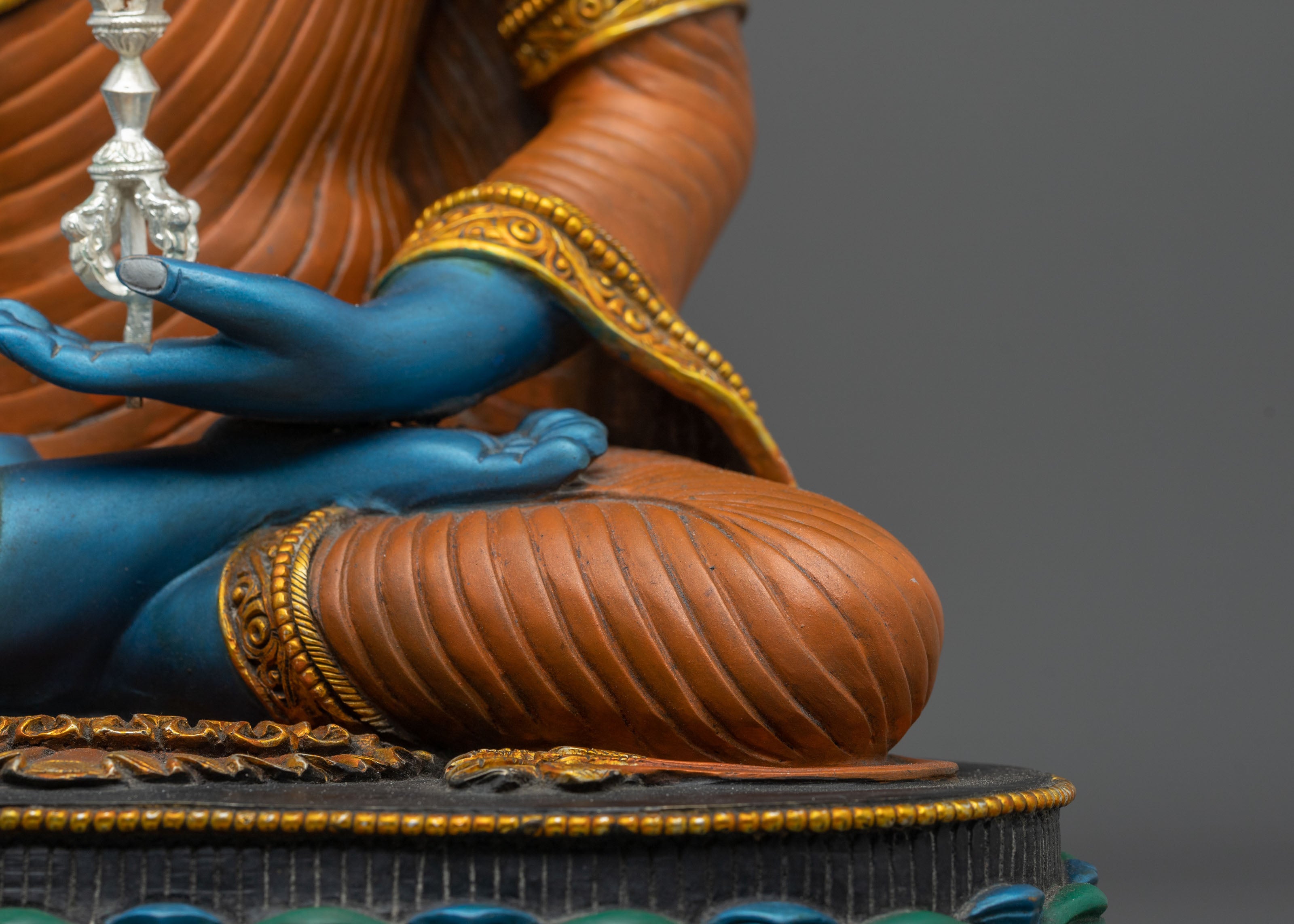 Tibetan Buddhist Mitrugpa Sculpture | Gold Painted Copper Statue