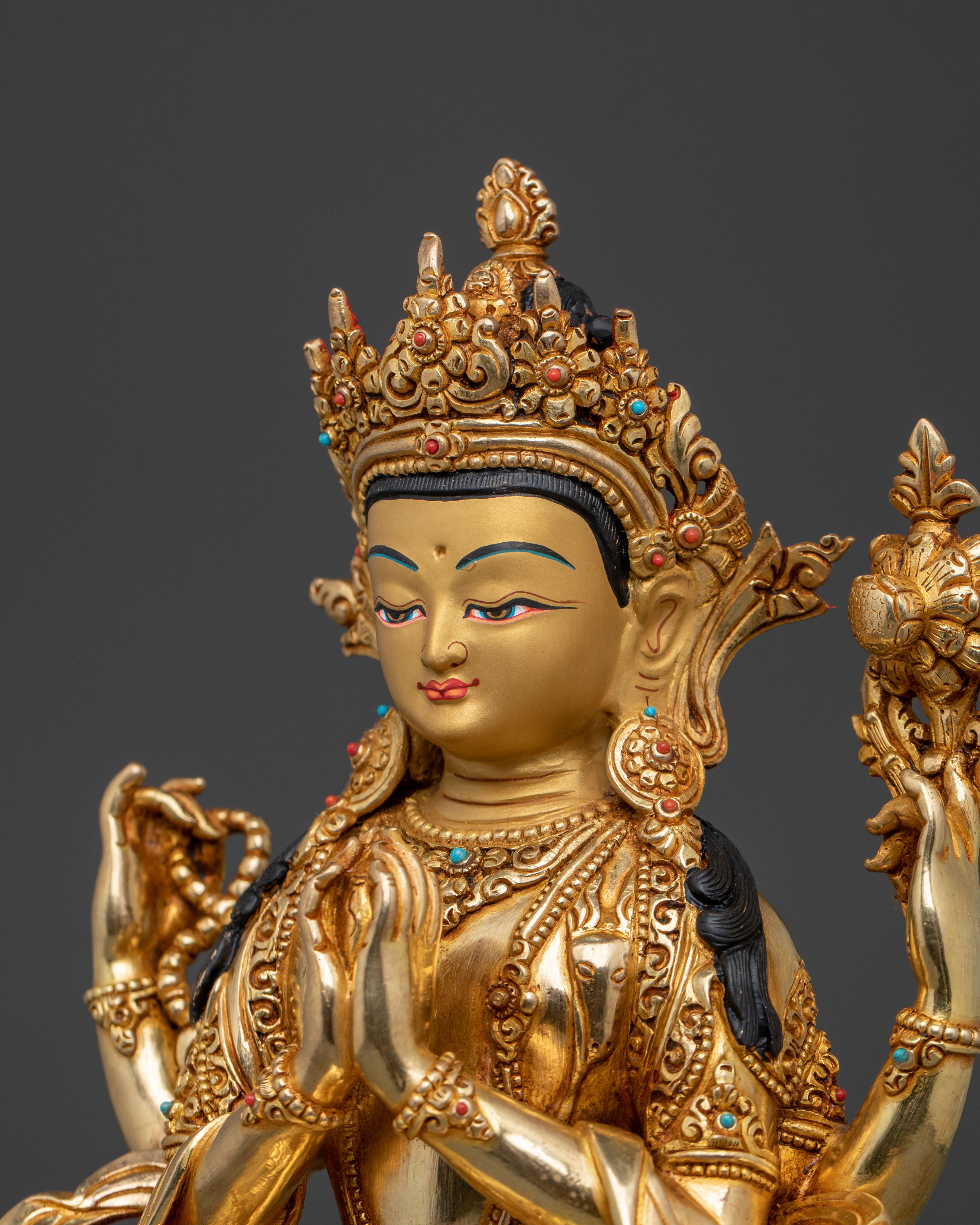 Chenrezig Statue | 24k Gold Gilded Bodhisattva