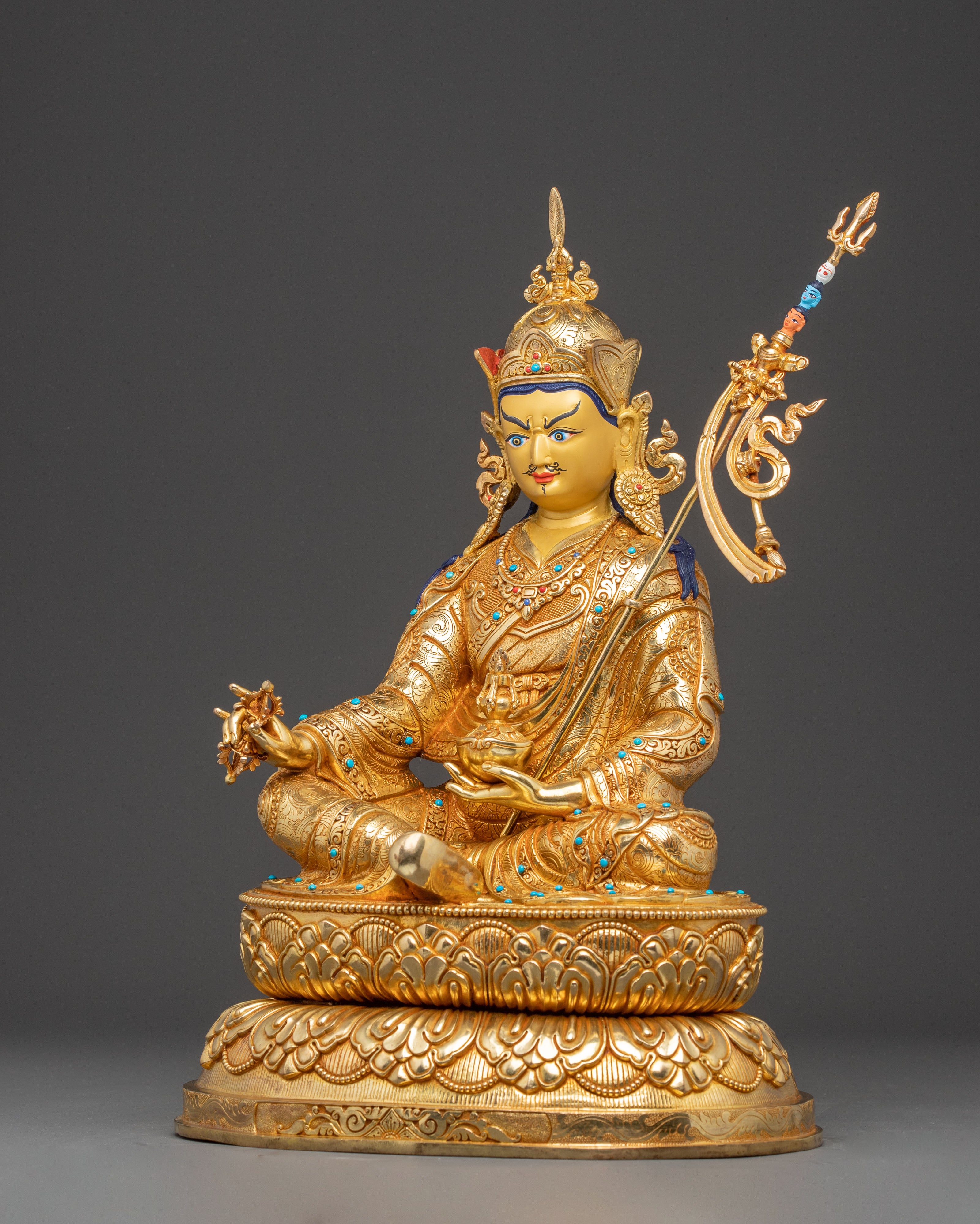 Handmade Buddhist Statue of Lotus Born Guru Rinpoche | Tantric Master