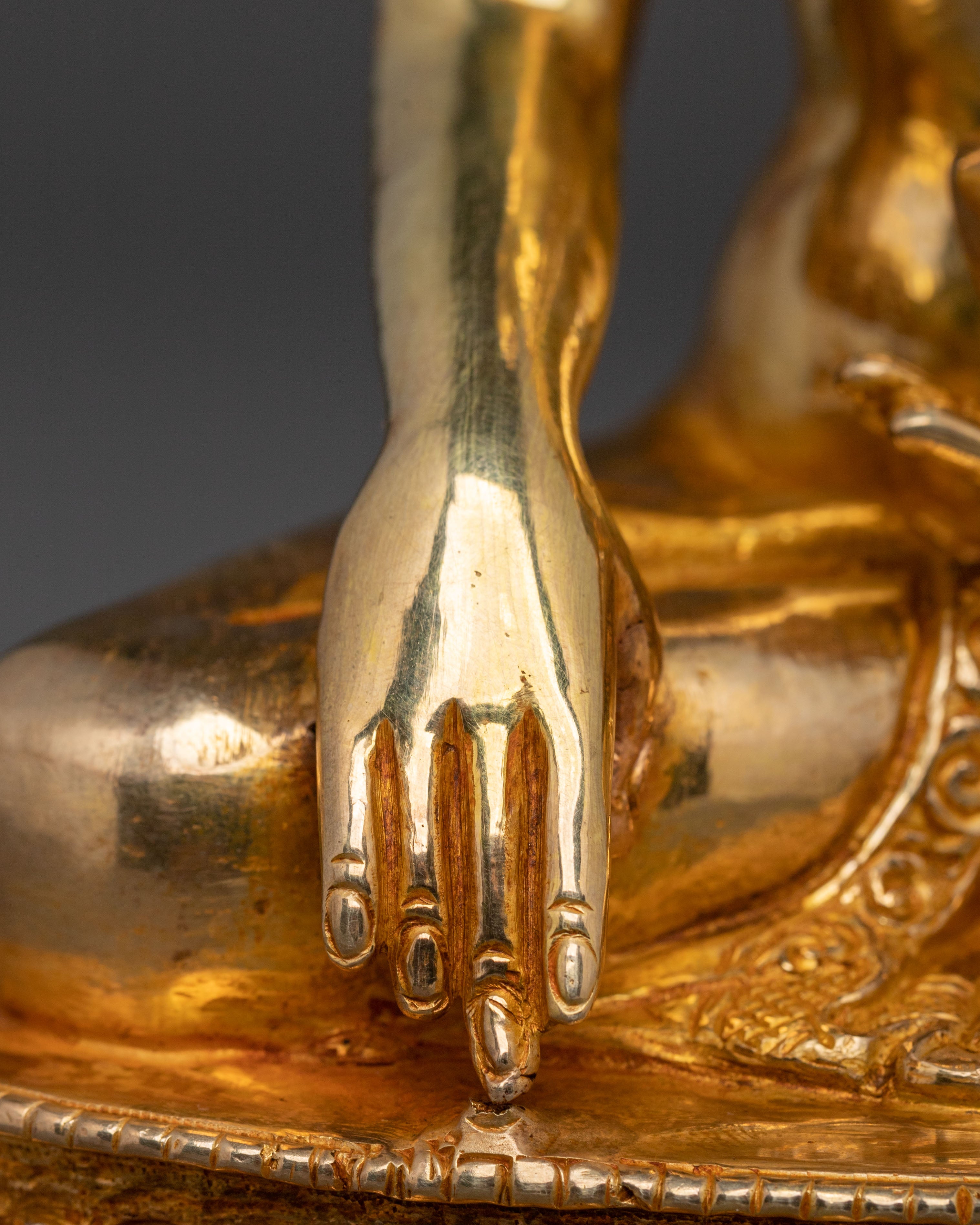 Shakyamuni Blessing Statue: 24K Gold Gilded
