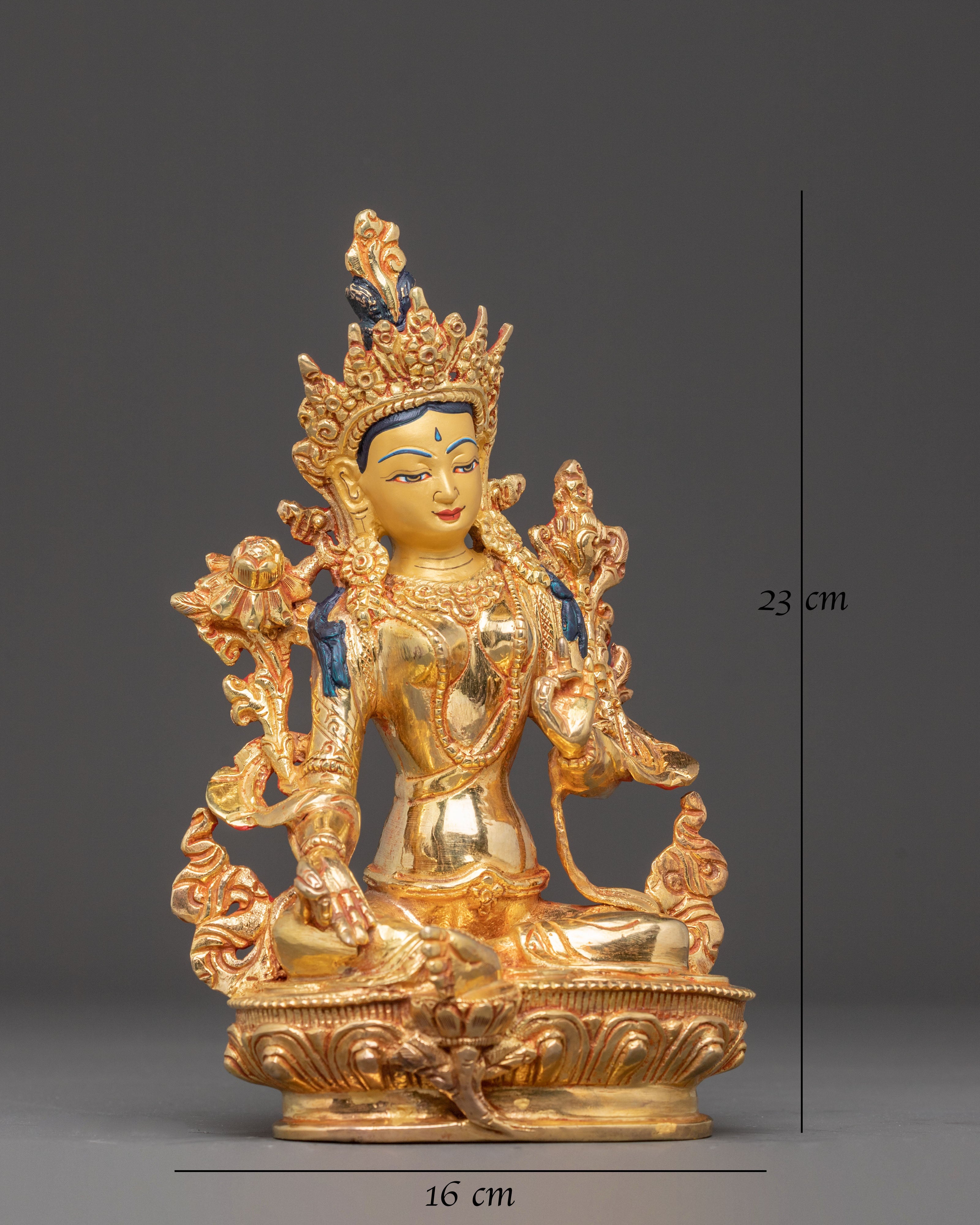 Mother Green Tara Golden Handcrafted Statue 