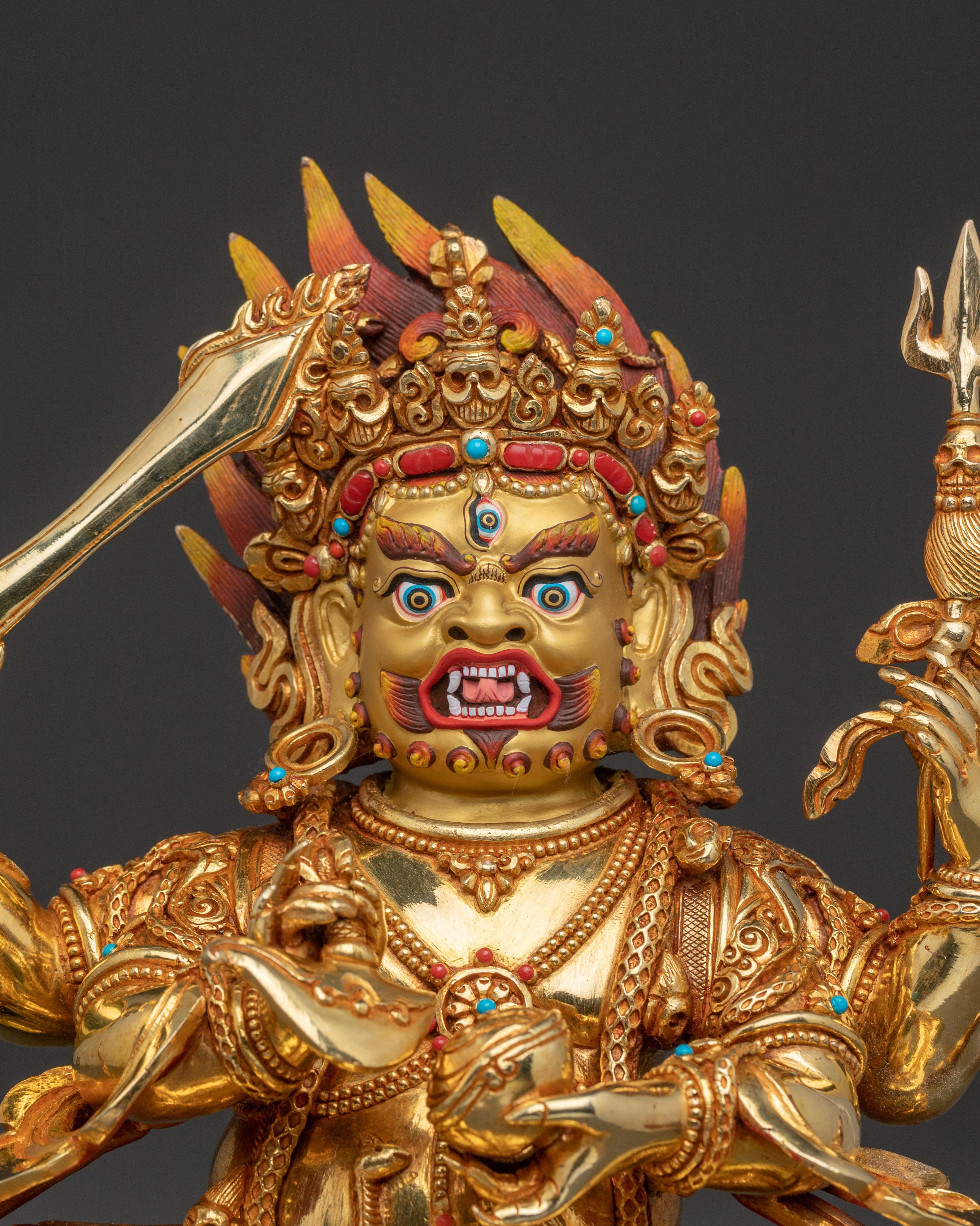Four Armed Mahakala Statue: Fierce Protector
