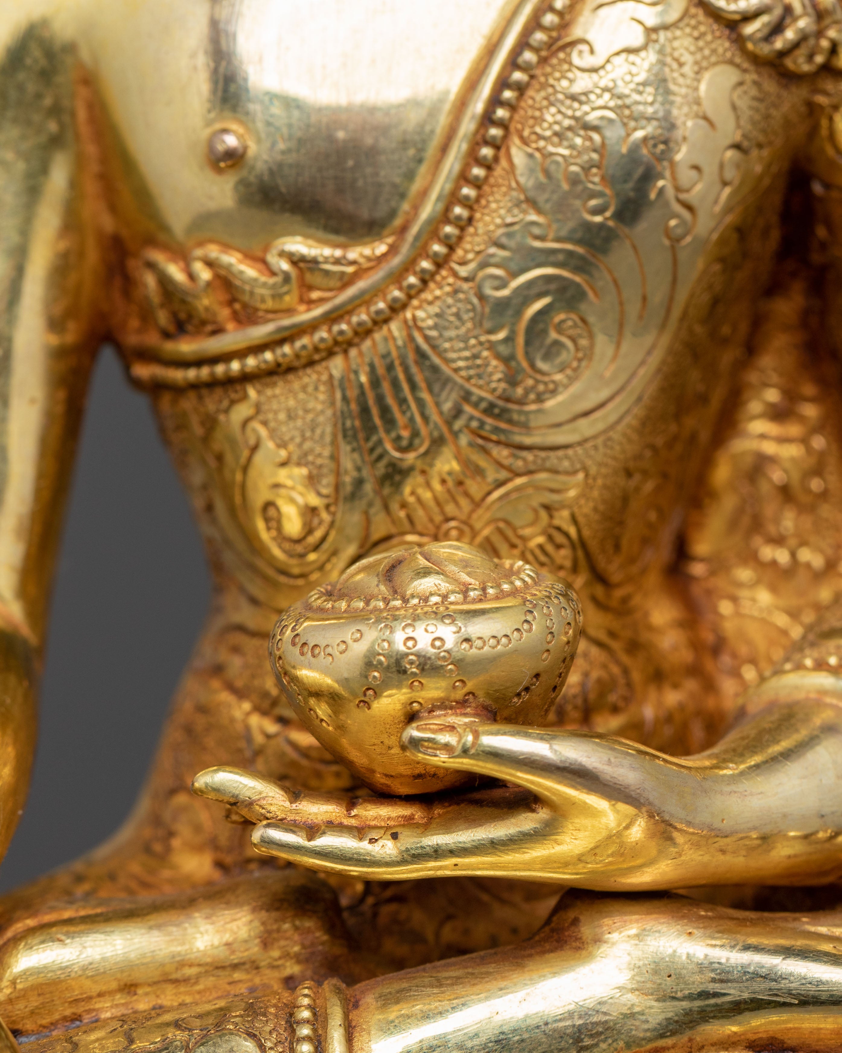 Shakyamuni Buddha Tibetan Statue - 24K Gold Gilded