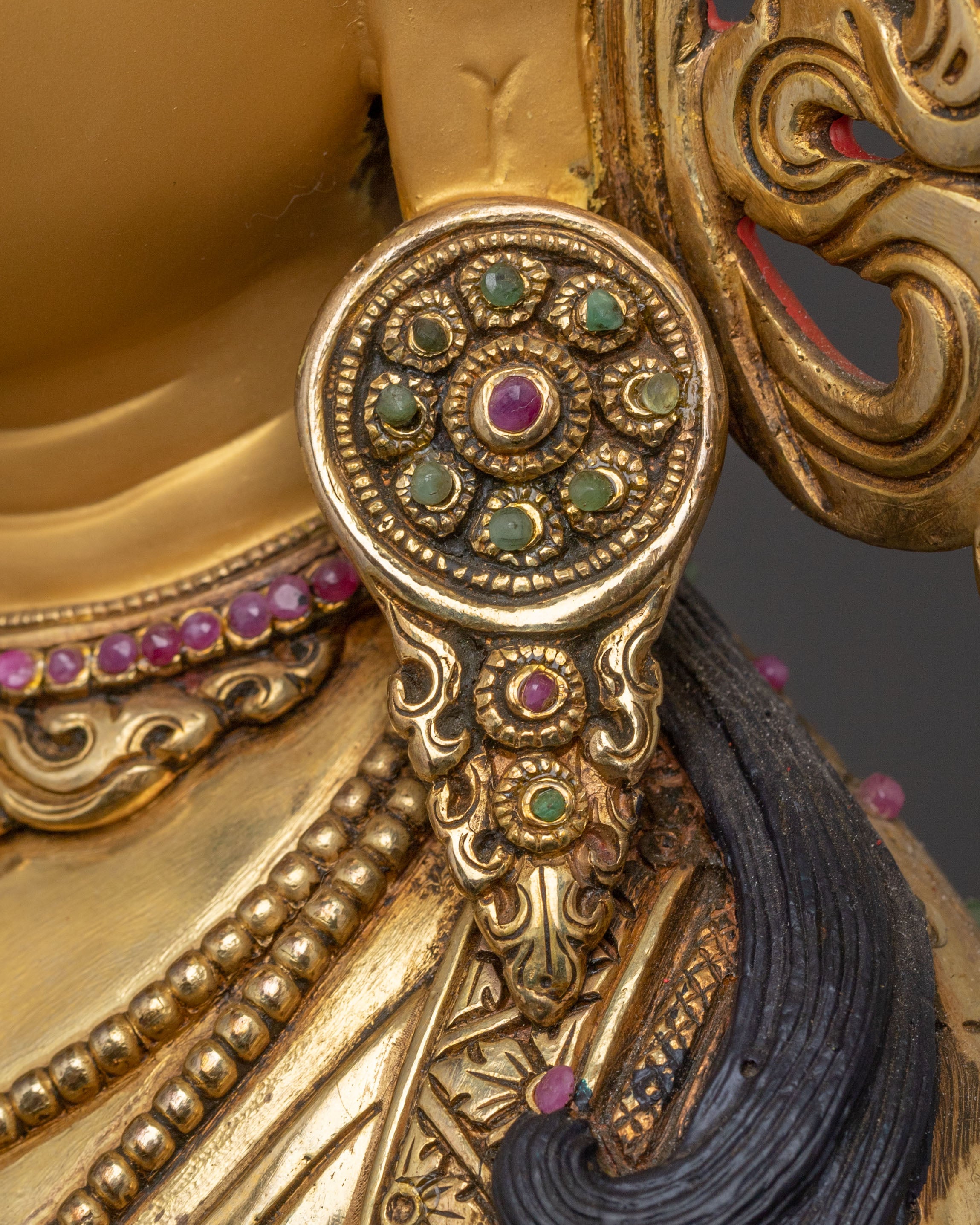Sacred Statue of Green Tara: Exquisite 24K Gold Gilded