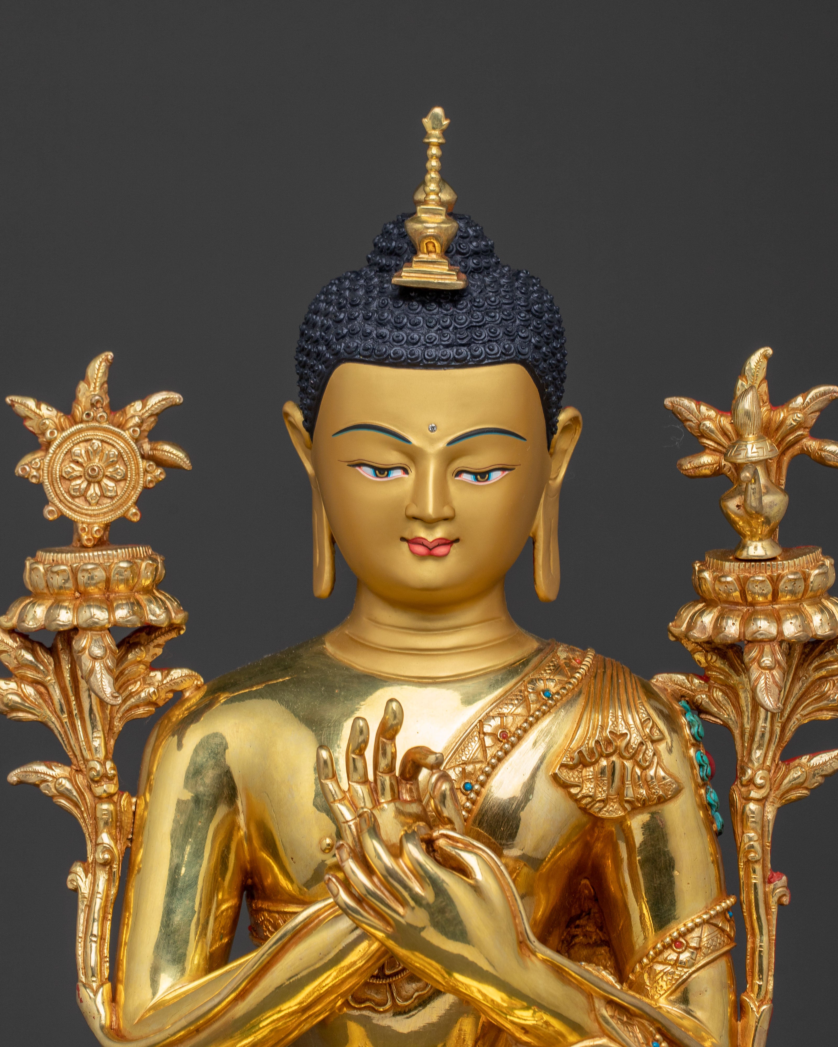 Maitreya Buddha Blessing Statue - 24K Gold Gilded