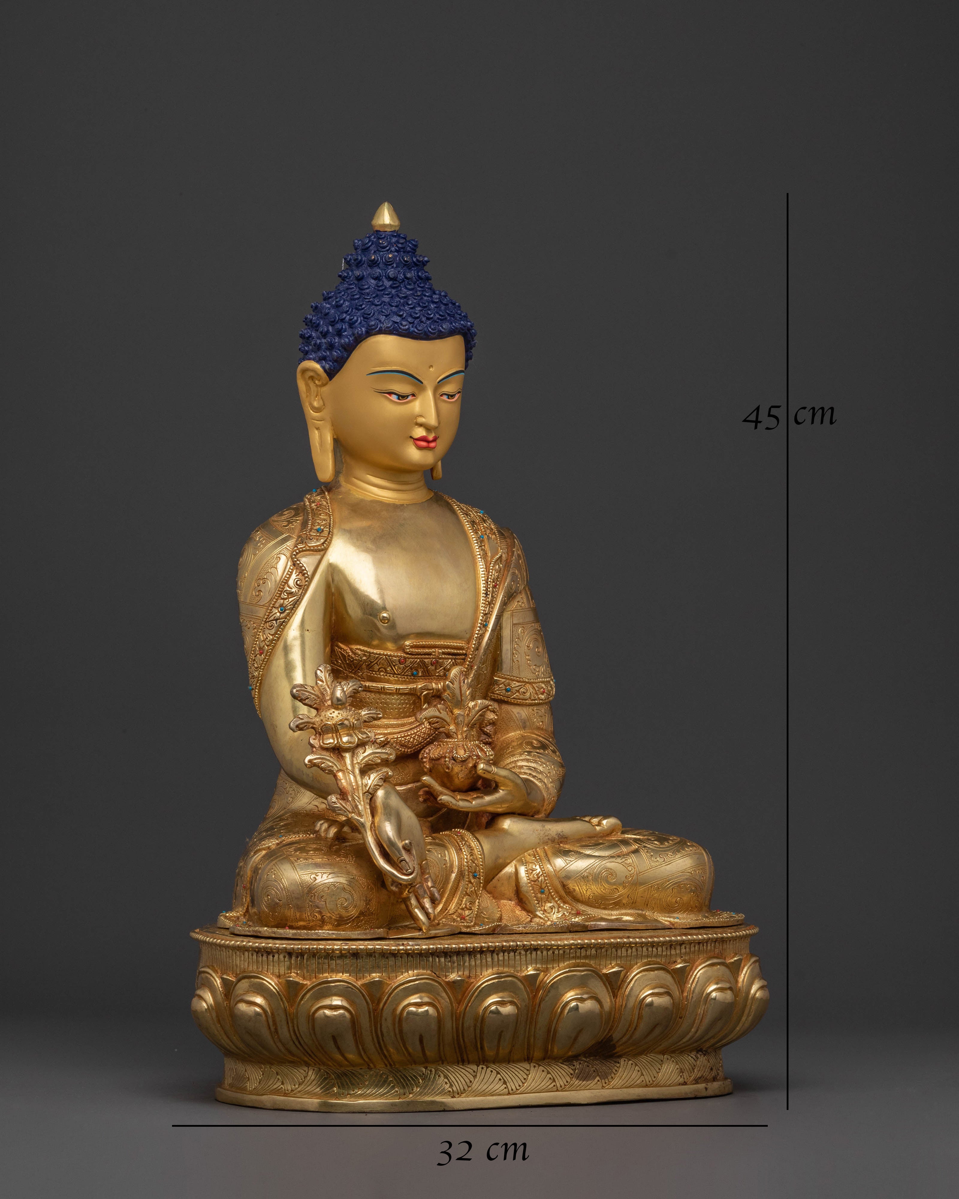 Divine Healer Medicine Buddha Statue | Exquisite Gilded Copper
