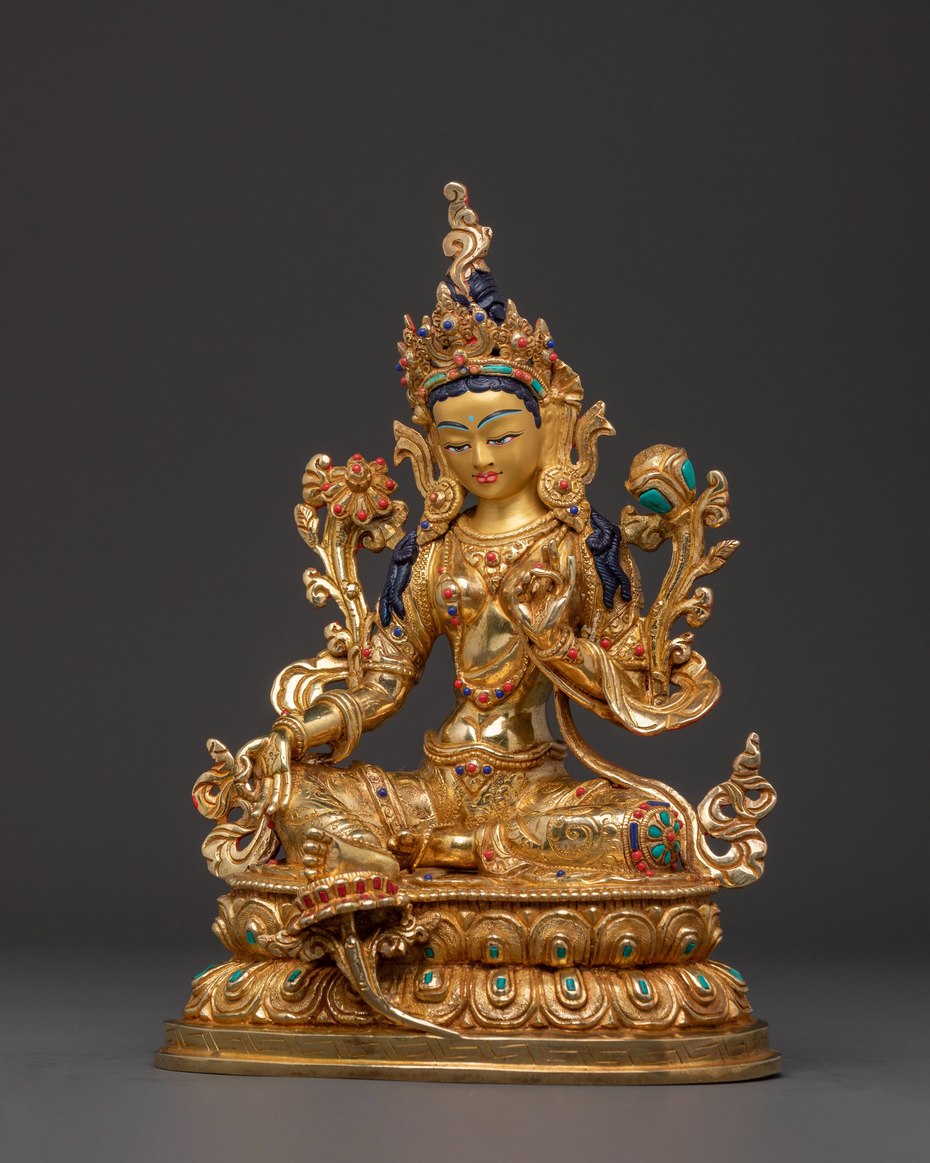 Guardian Green Tara 24K Gold Gilded Sculpture