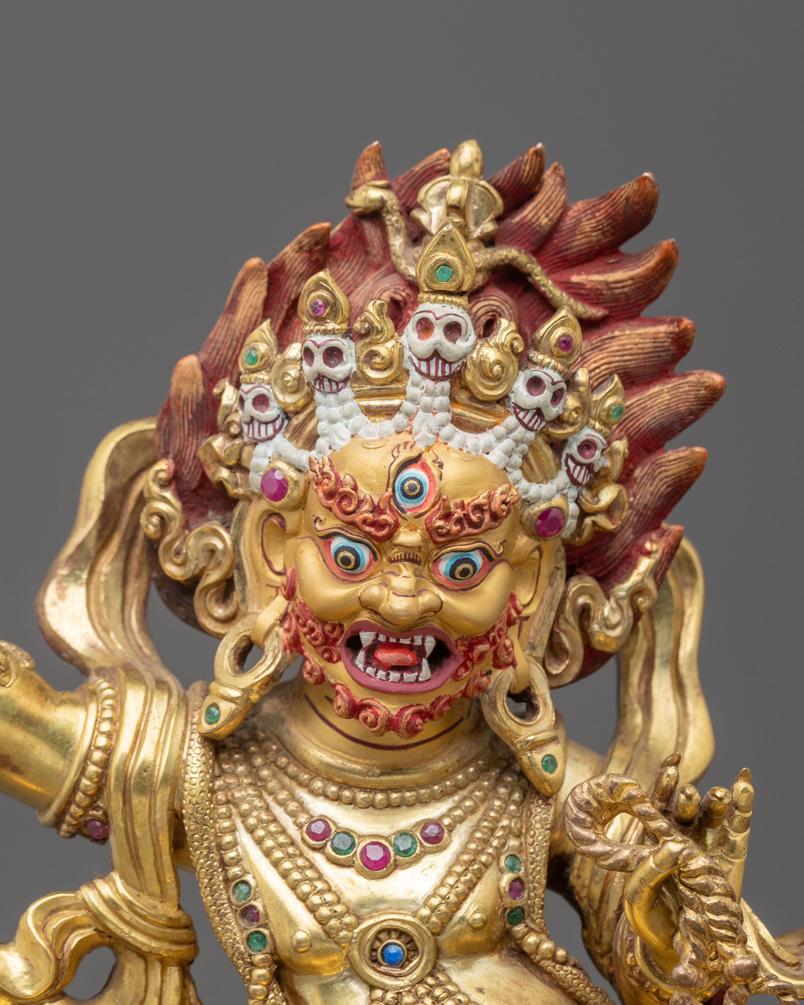 Vajrapani Fire Gold Gilded Figurine | Himalayan Meditation Altar Decor |