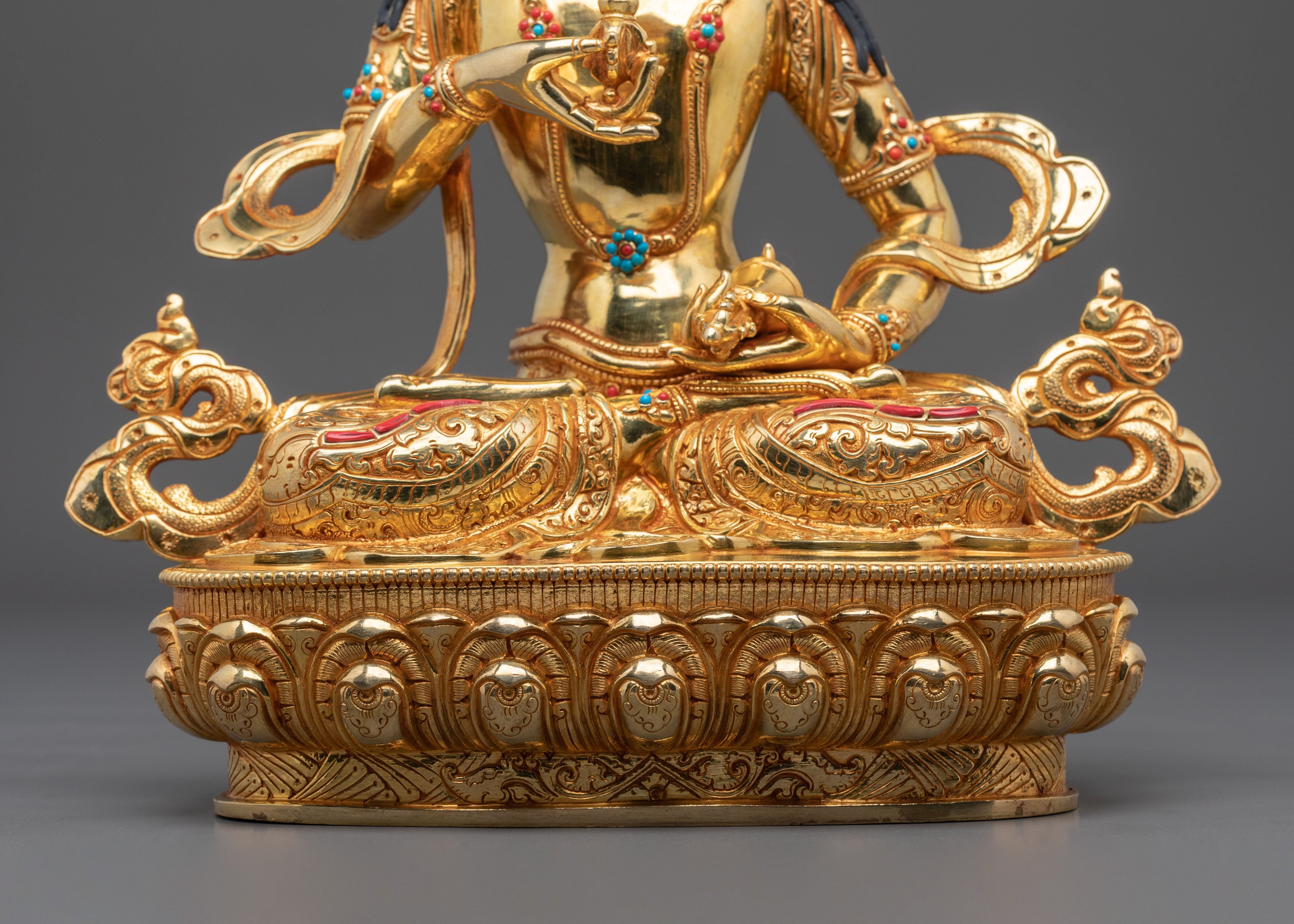 Vajrasattva Statue | 24K Gold Gilded Tibetan Deity Figurine