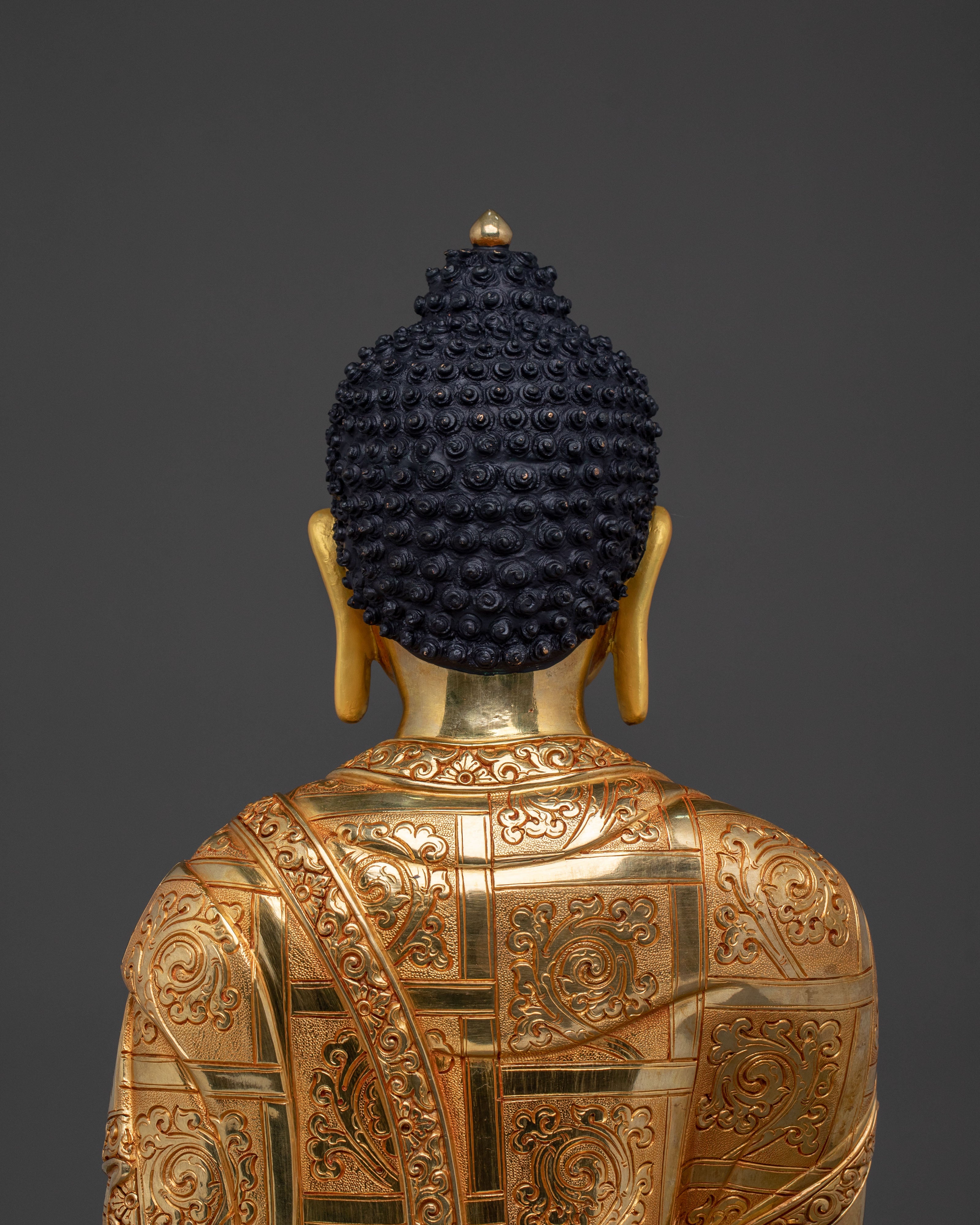 Tibetan Shakyamuni Buddha Fire Gold Gilded Statue