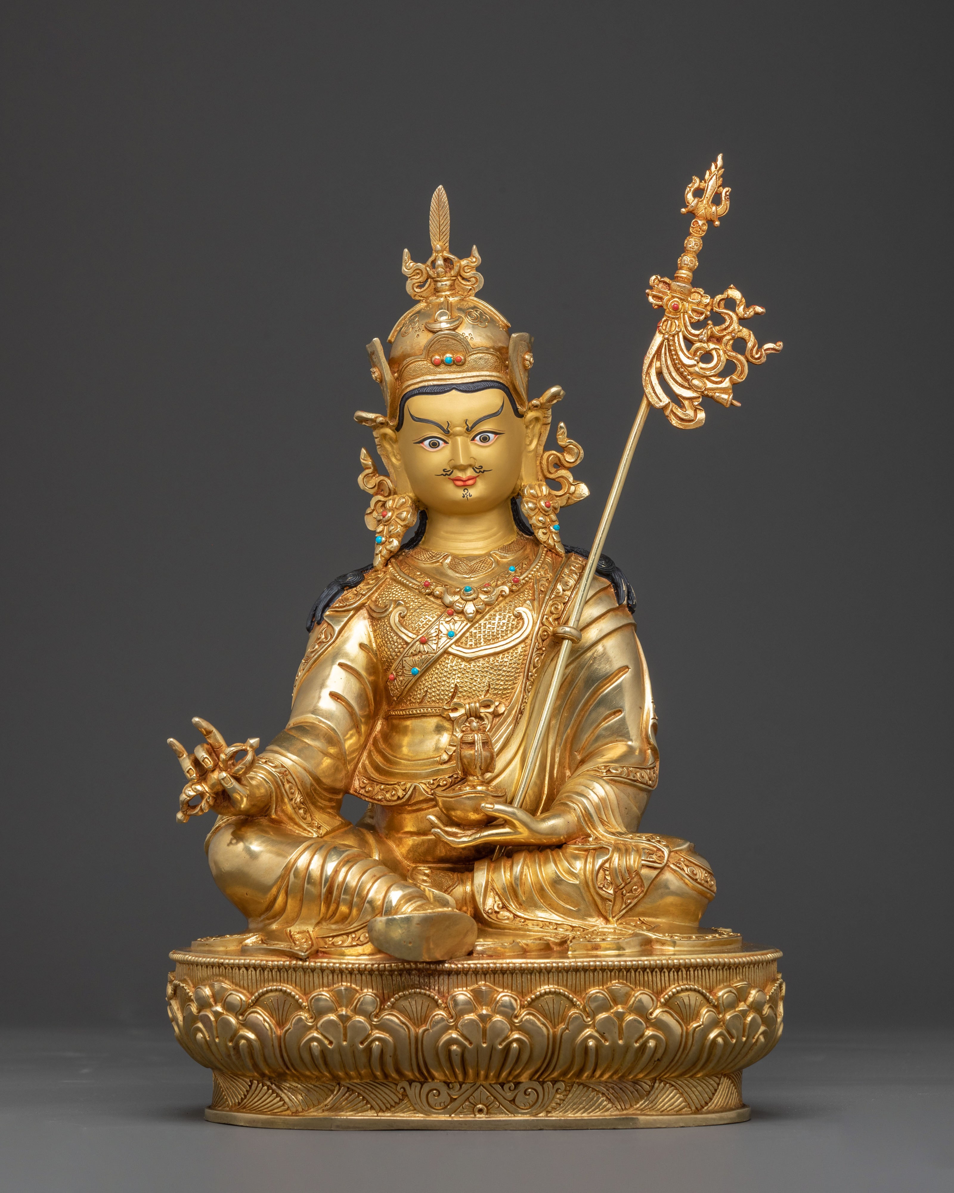 Guru Rinpoche Sacred Statue: Hand-Gilded Serenity