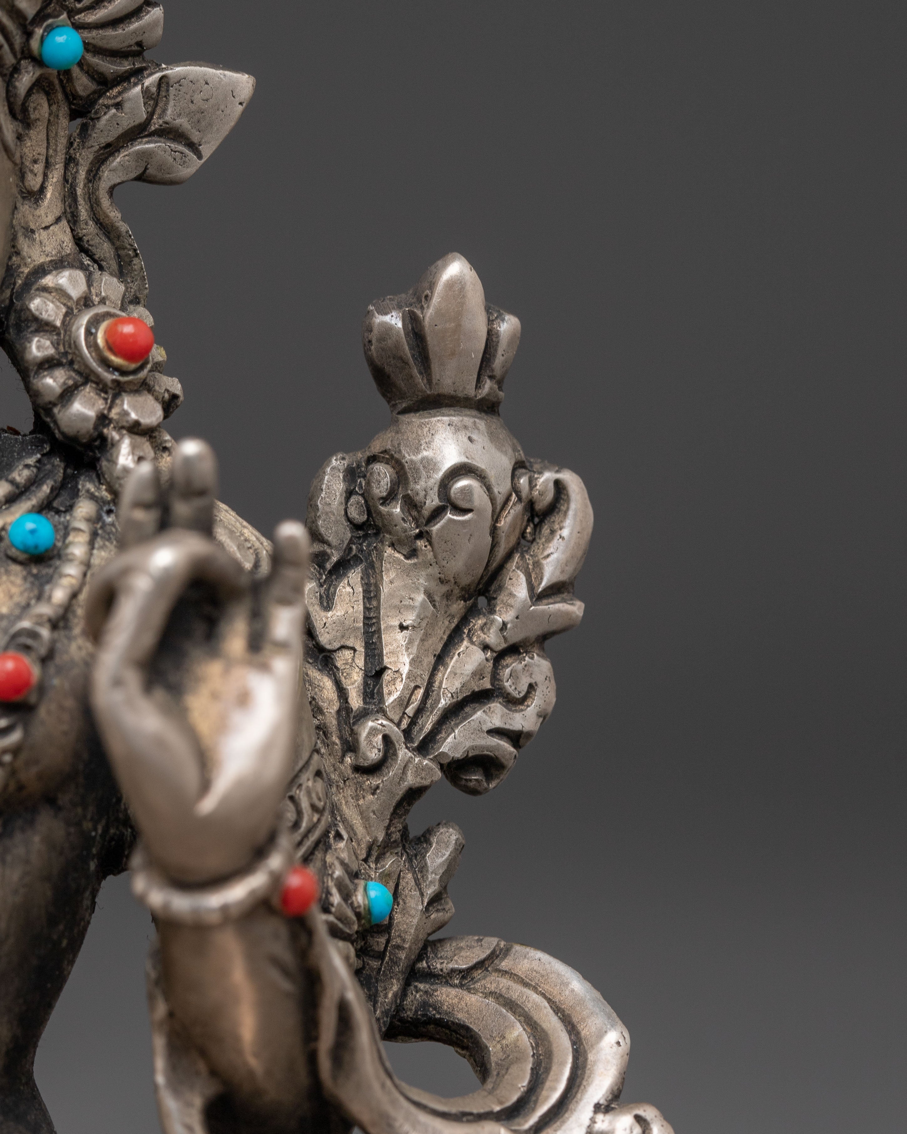 Handmade Silver Statue of Green Tara | Goddess of Compassion and Protection