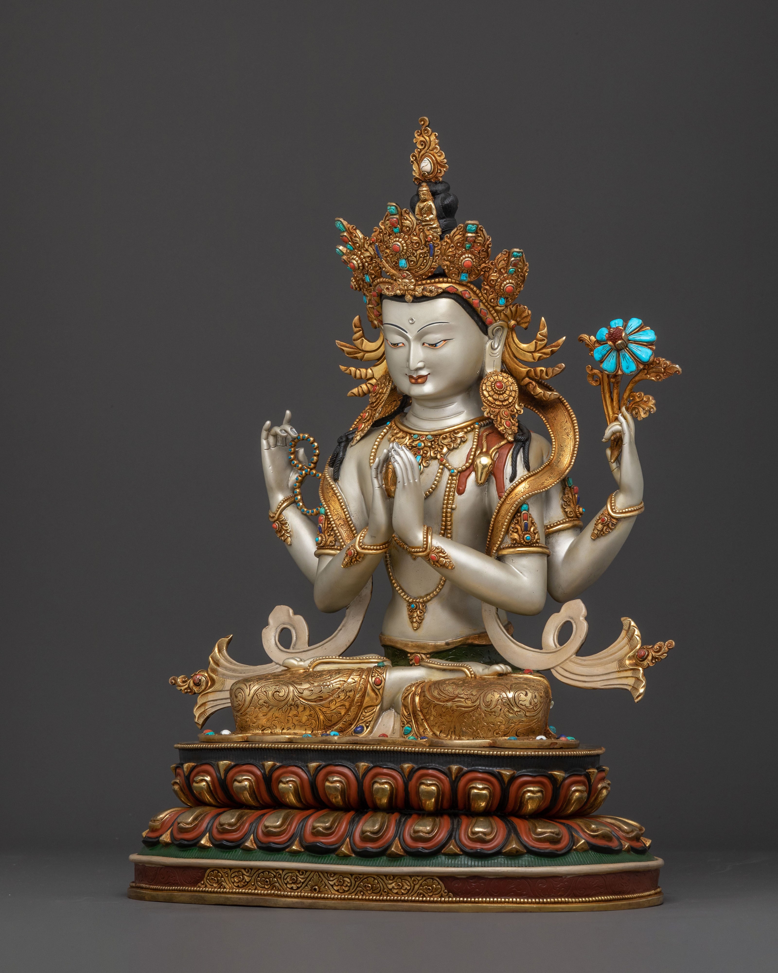 Chenrezig 24K Gold Gilded Icon of Compassion