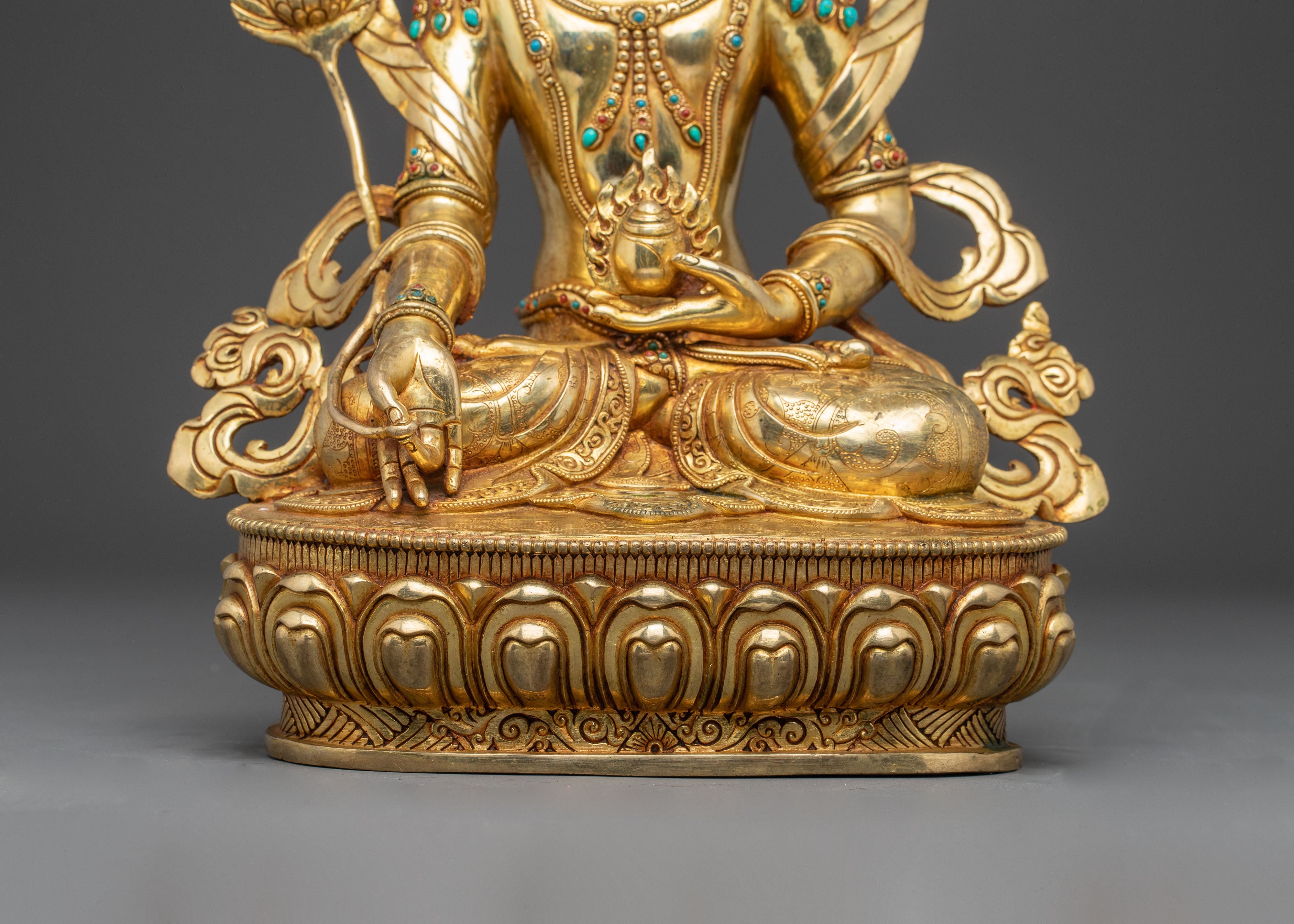 Handmade Kshitigarbha Golden Statue | Guardian of the Underworld