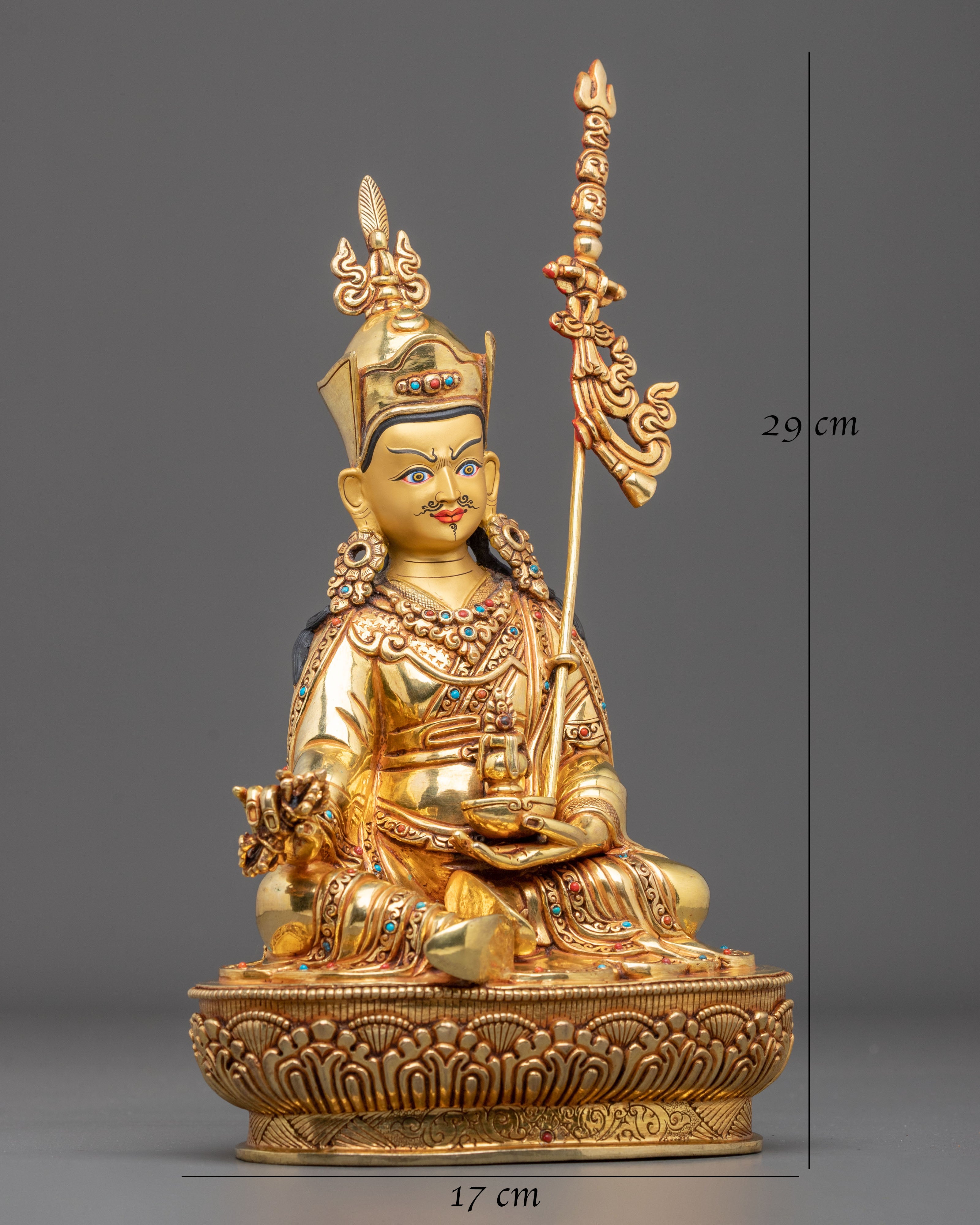 Padmasambhava Sculpture | 24K Gold Gilded Figurine