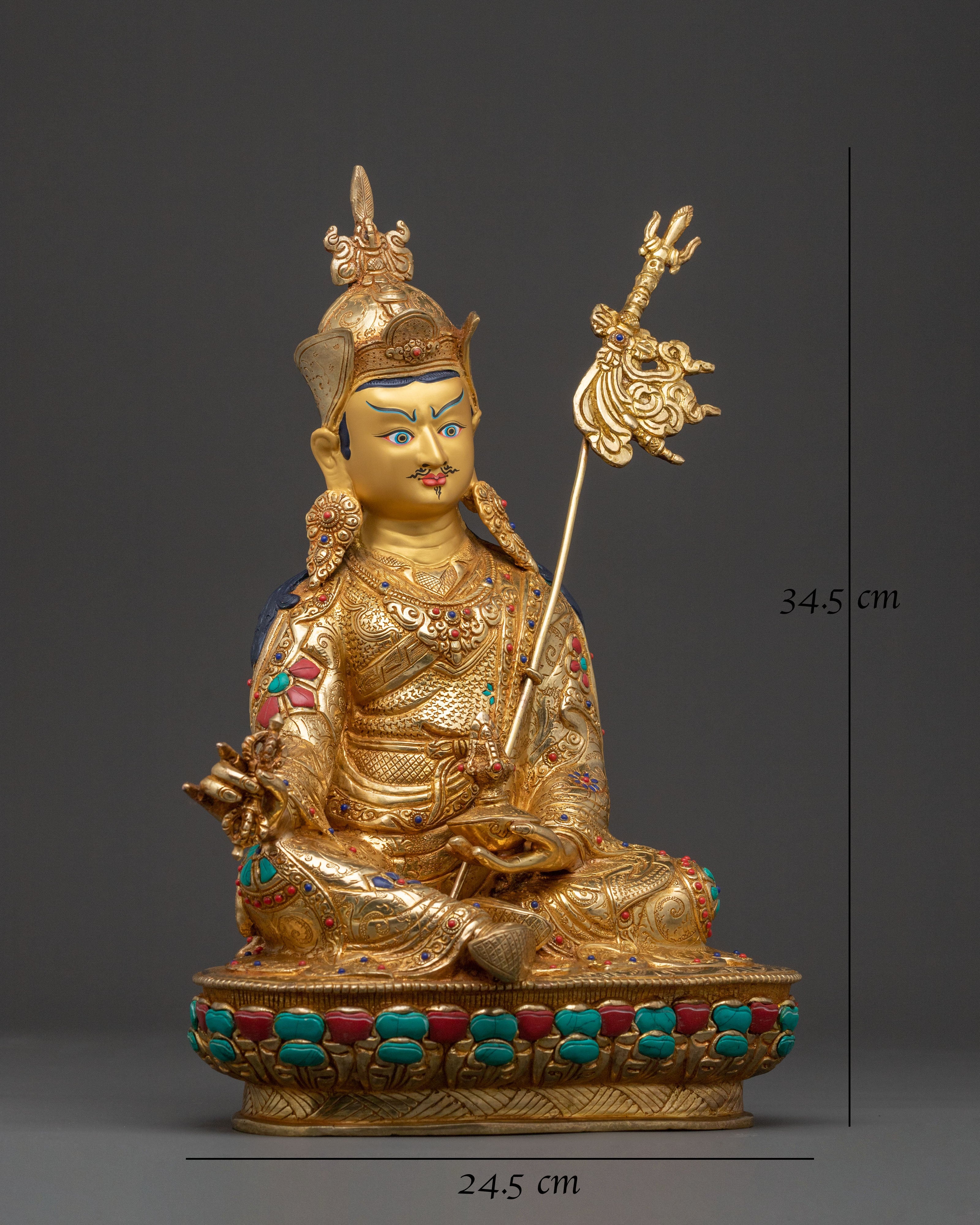 24K Gold Gilded Guru Rinpoche Blessing Statue – Authentic Nepalese Artistry