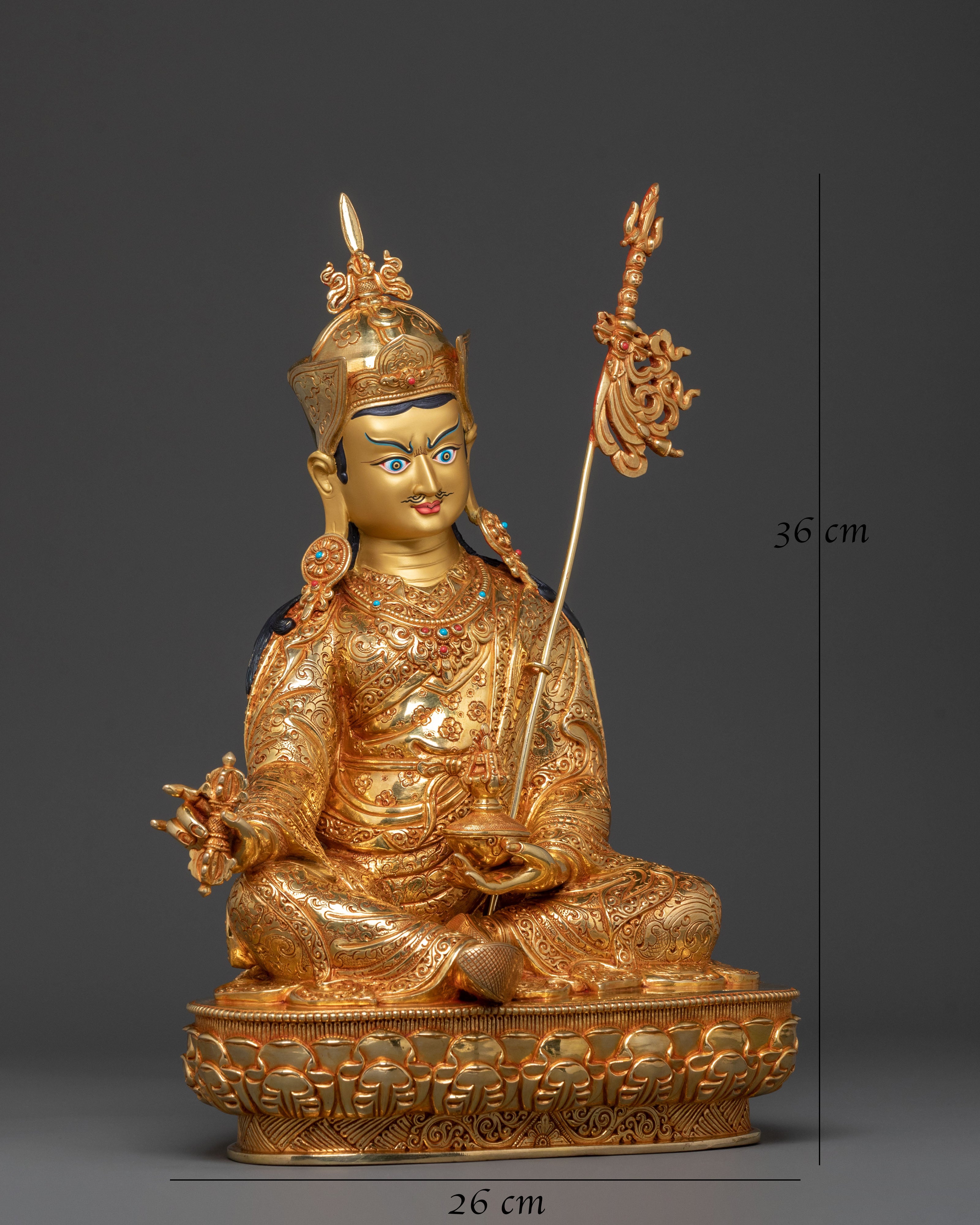 Himalayan Guru Padmasambhava Statue | 24K Gold Glided